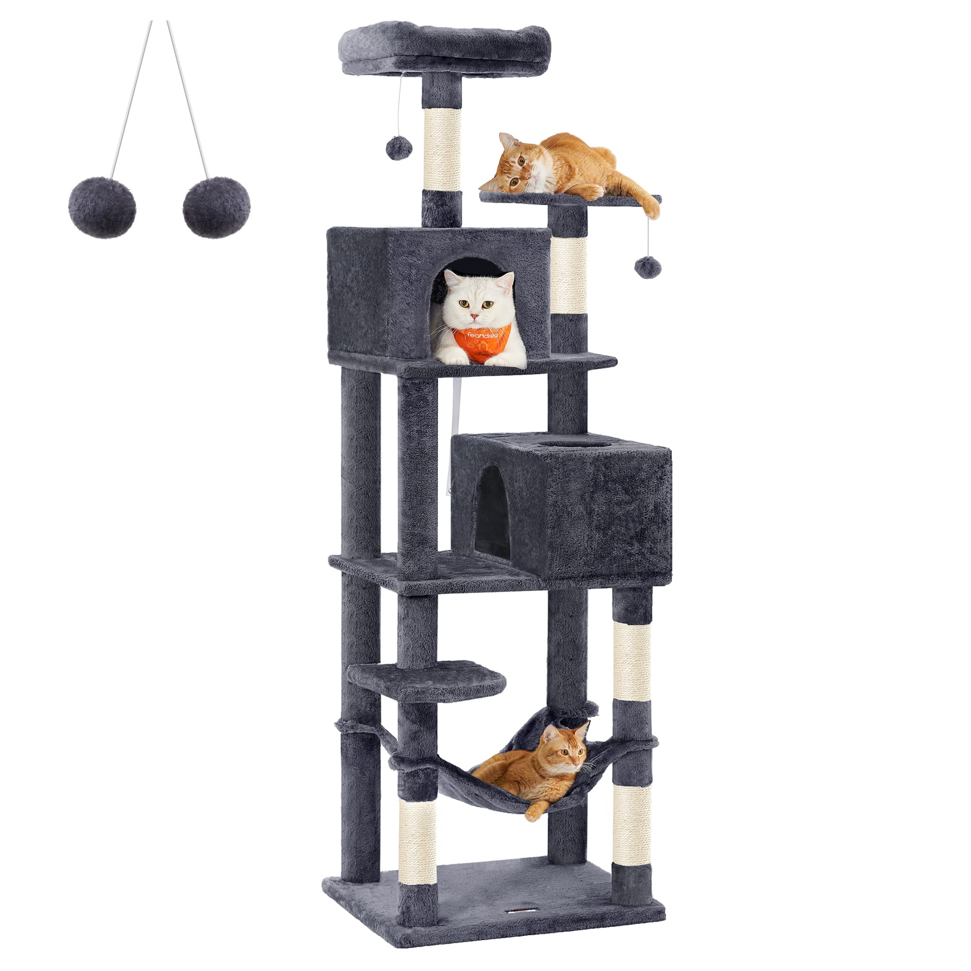 Torre Para Gatos Cat Tree Feandrea Para Interiores Con Rascadores, Color Gris