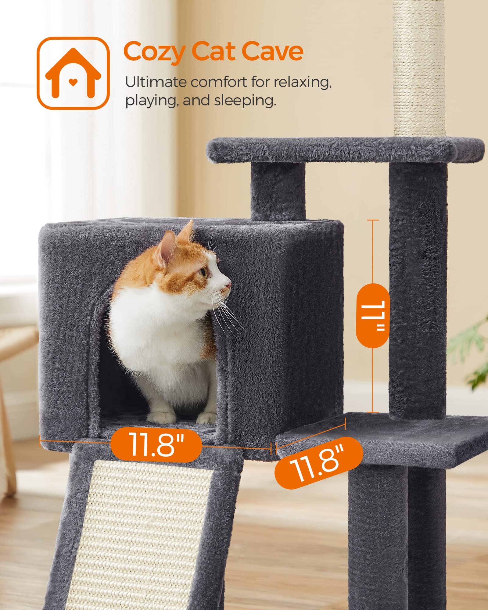 Foto 5 pulgar | Torre Para Gatos Cat Tree Feandrea Para Gatos De Interior Con Rascador