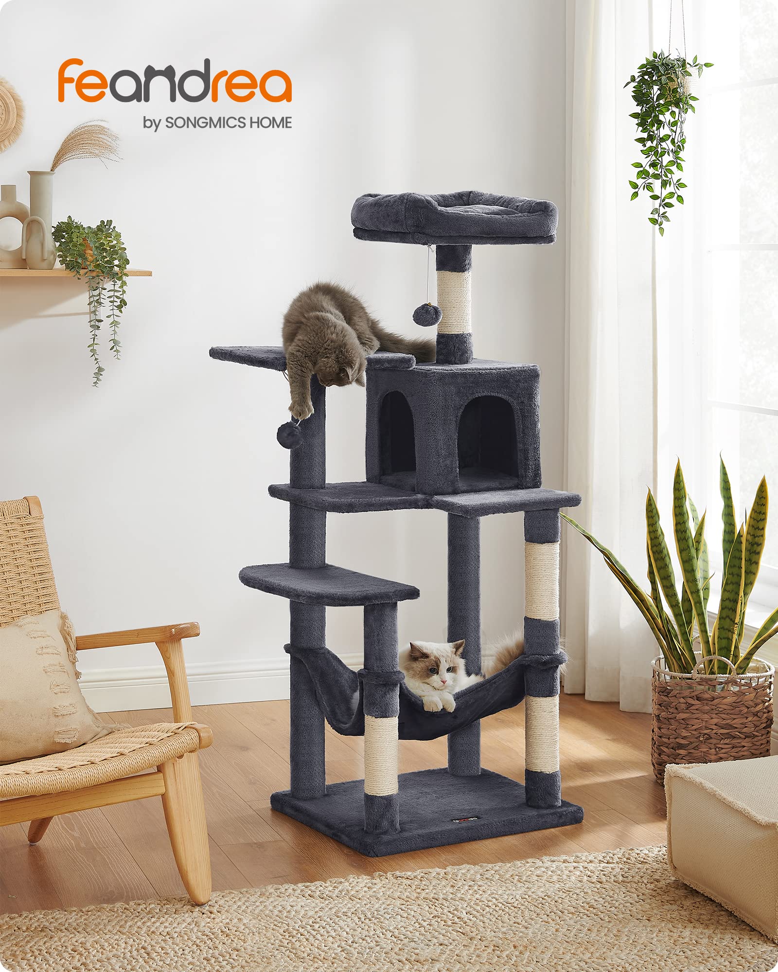 Foto 3 pulgar | Torre Para Gatos Feandrea Cat Tree, 143 Cm, Con Rascadores Y Hamaca