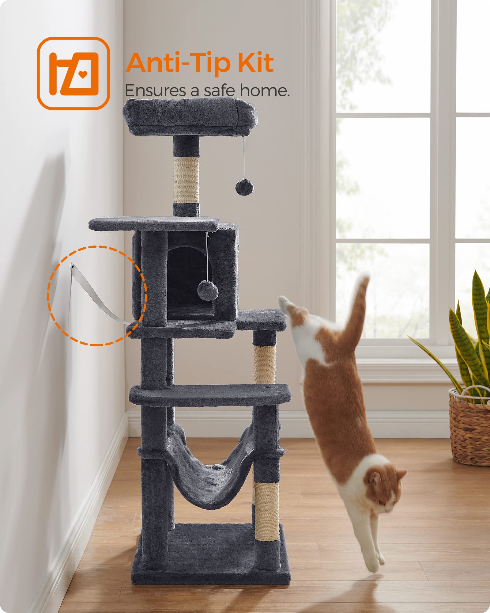 Foto 8 | Torre Para Gatos Feandrea Cat Tree, 143 Cm, Con Rascadores Y Hamaca