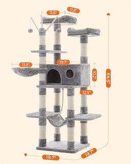 Foto 6 | Torre Grande Para Gatos Cat Tree Feandrea, 164,1 Cm, Con Hamaca, Gris Claro