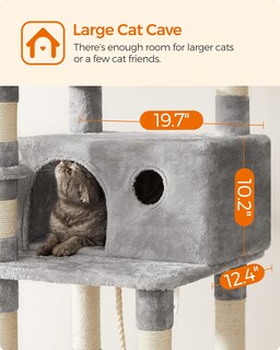Foto 7 | Torre Grande Para Gatos Cat Tree Feandrea, 164,1 Cm, Con Hamaca, Gris Claro