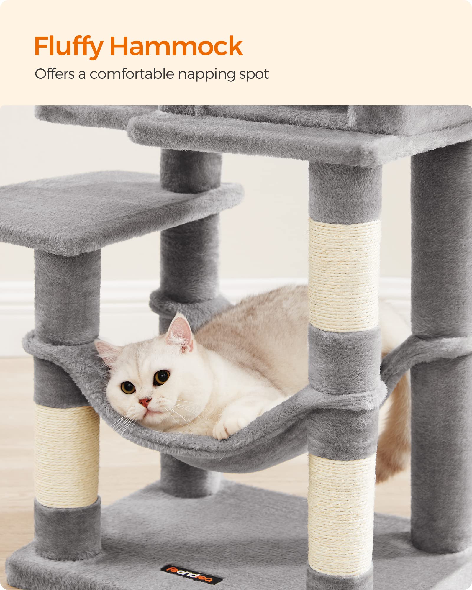 Foto 5 | Torre Para Gatos Feandrea Cat Tree De 112 Cm Con Rascadores Y Hamaca