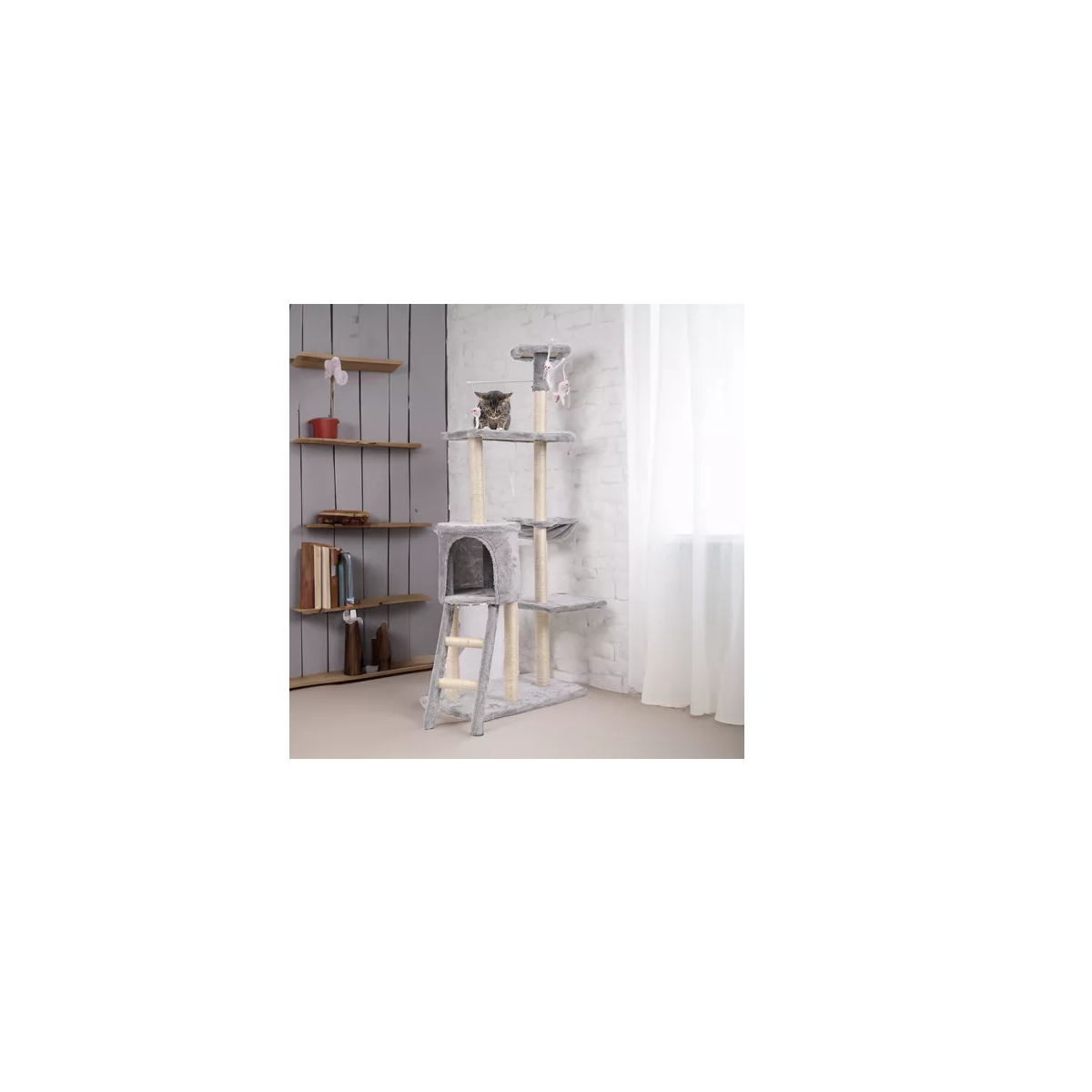 Foto 4 pulgar | Rascadores Para Gatos Arbol Torre Eo Safe Imports Esi-18418 Gris