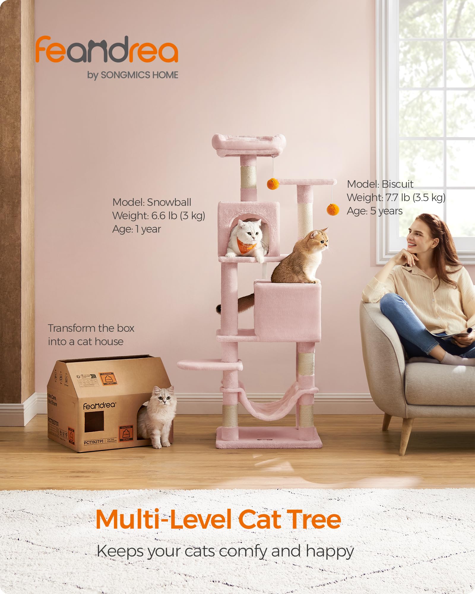 Foto 3 pulgar | Torre Para Gatos Cat Tree Feandrea Para Gatos De Interior Con Rascador - Venta Internacional.