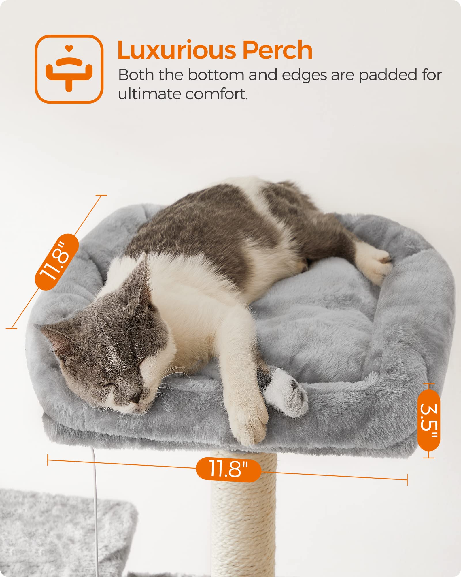 Foto 5 pulgar | Torre Grande Para Gatos Cat Tree Feandrea, 164,1 Cm, Con Hamaca, Gris Claro - Venta Internacional.