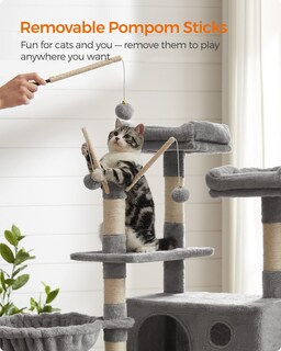 Foto 5 | Torre Grande Para Gatos Cat Tree Feandrea, 164,1 Cm, Con Hamaca, Gris Claro - Venta Internacional.