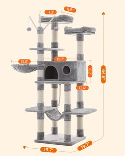 Foto 6 | Torre Grande Para Gatos Cat Tree Feandrea, 164,1 Cm, Con Hamaca, Gris Claro - Venta Internacional.