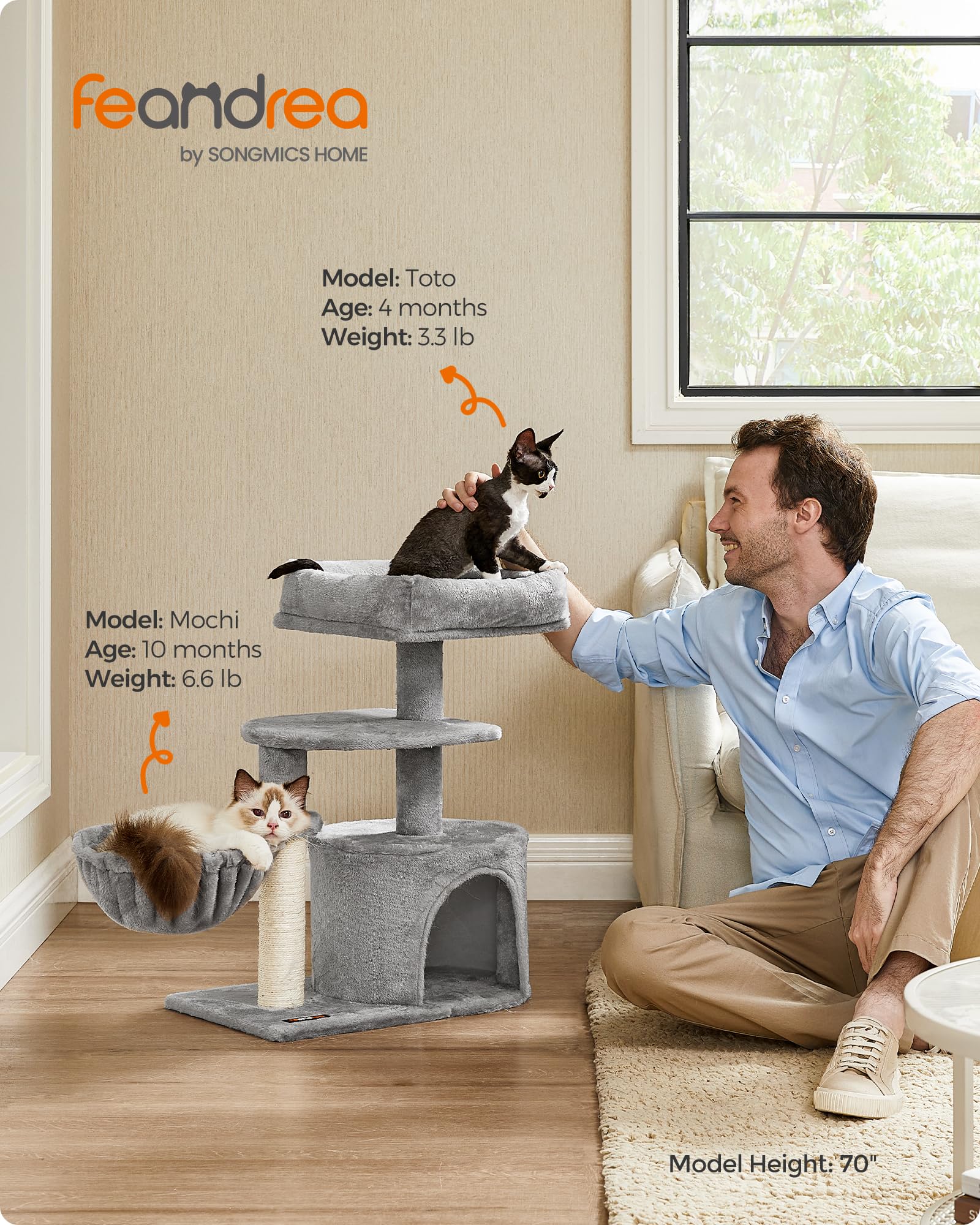 Foto 3 pulgar | Torre Pequeña Cat Tree Feandrea Upct59w Con Rascador - Venta Internacional.