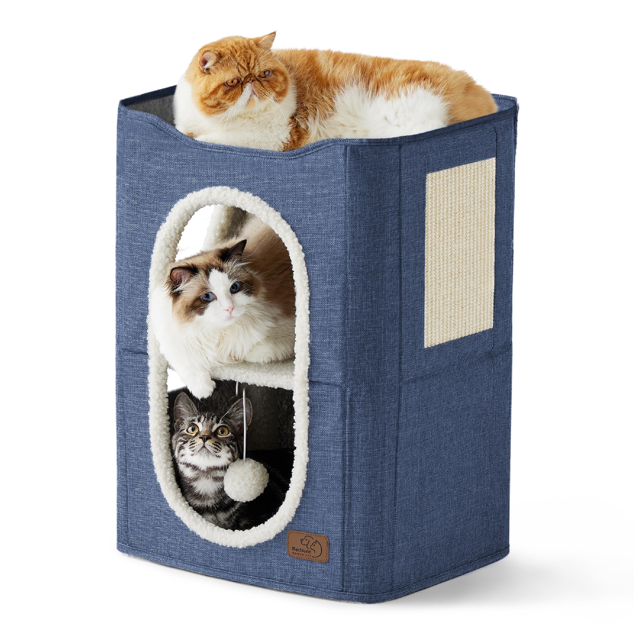 Cama Cat House De 2 Niveles Para Gatos De Interior Con Bloc De Notas Azul - Venta Internacional.