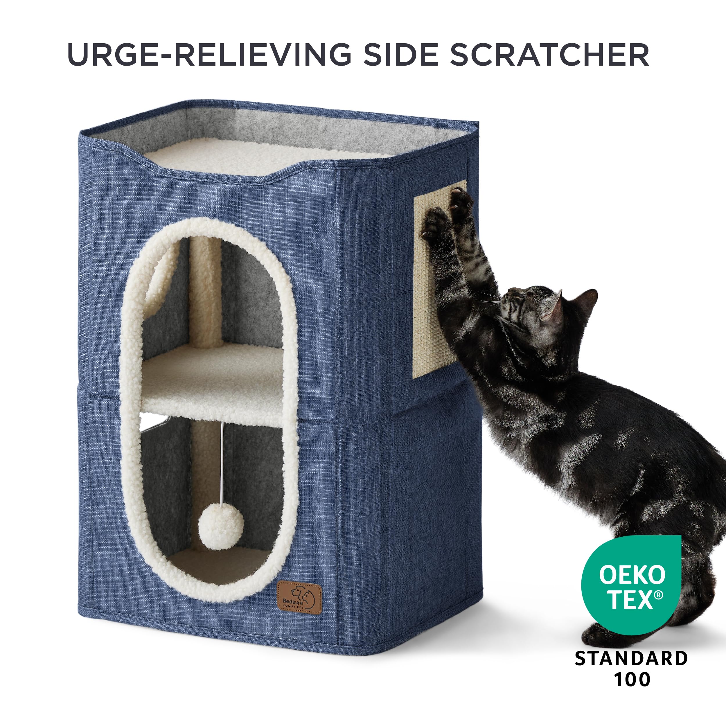 Foto 3 pulgar | Cama Cat House De 2 Niveles Para Gatos De Interior Con Bloc De Notas Azul - Venta Internacional.