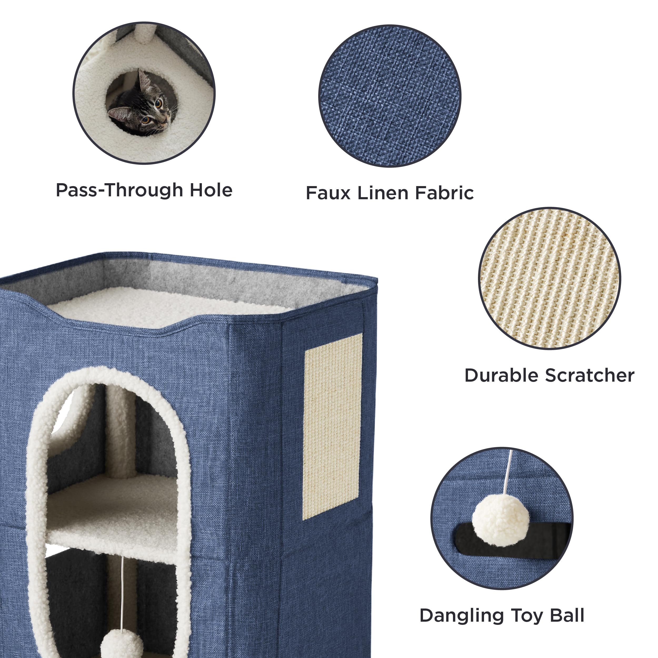 Foto 4 pulgar | Cama Cat House De 2 Niveles Para Gatos De Interior Con Bloc De Notas Azul - Venta Internacional.
