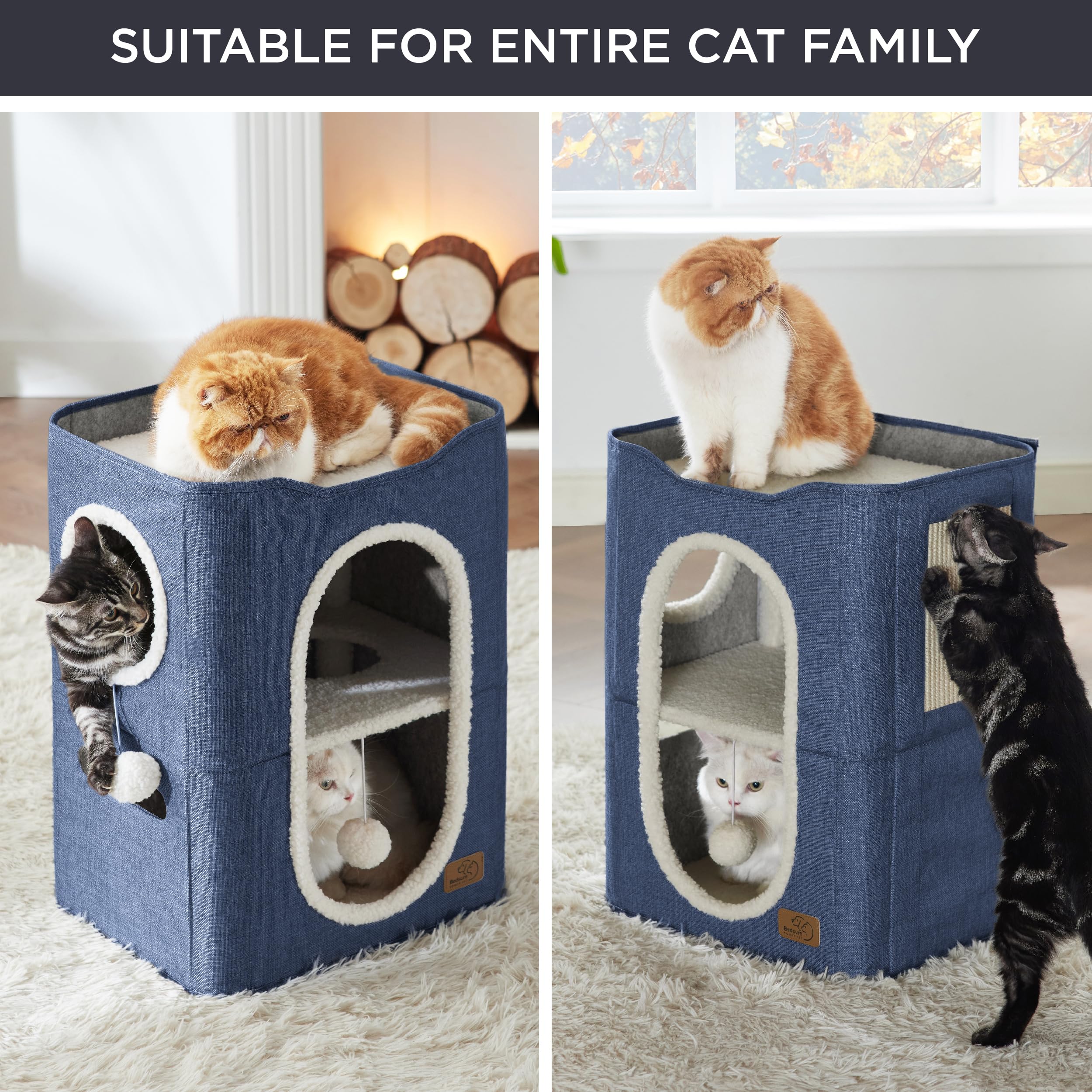 Foto 6 pulgar | Cama Cat House De 2 Niveles Para Gatos De Interior Con Bloc De Notas Azul - Venta Internacional.