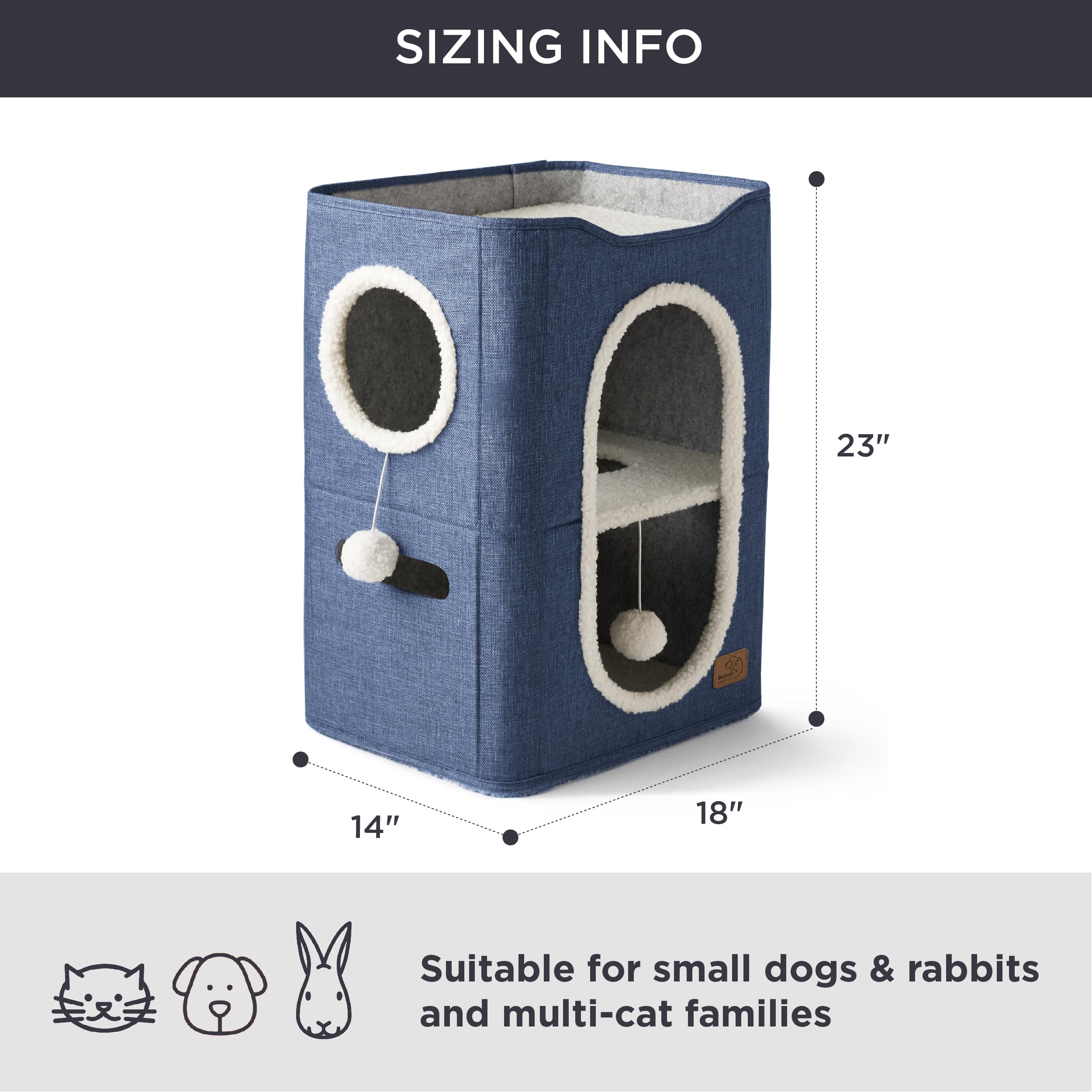 Foto 7 pulgar | Cama Cat House De 2 Niveles Para Gatos De Interior Con Bloc De Notas Azul - Venta Internacional.