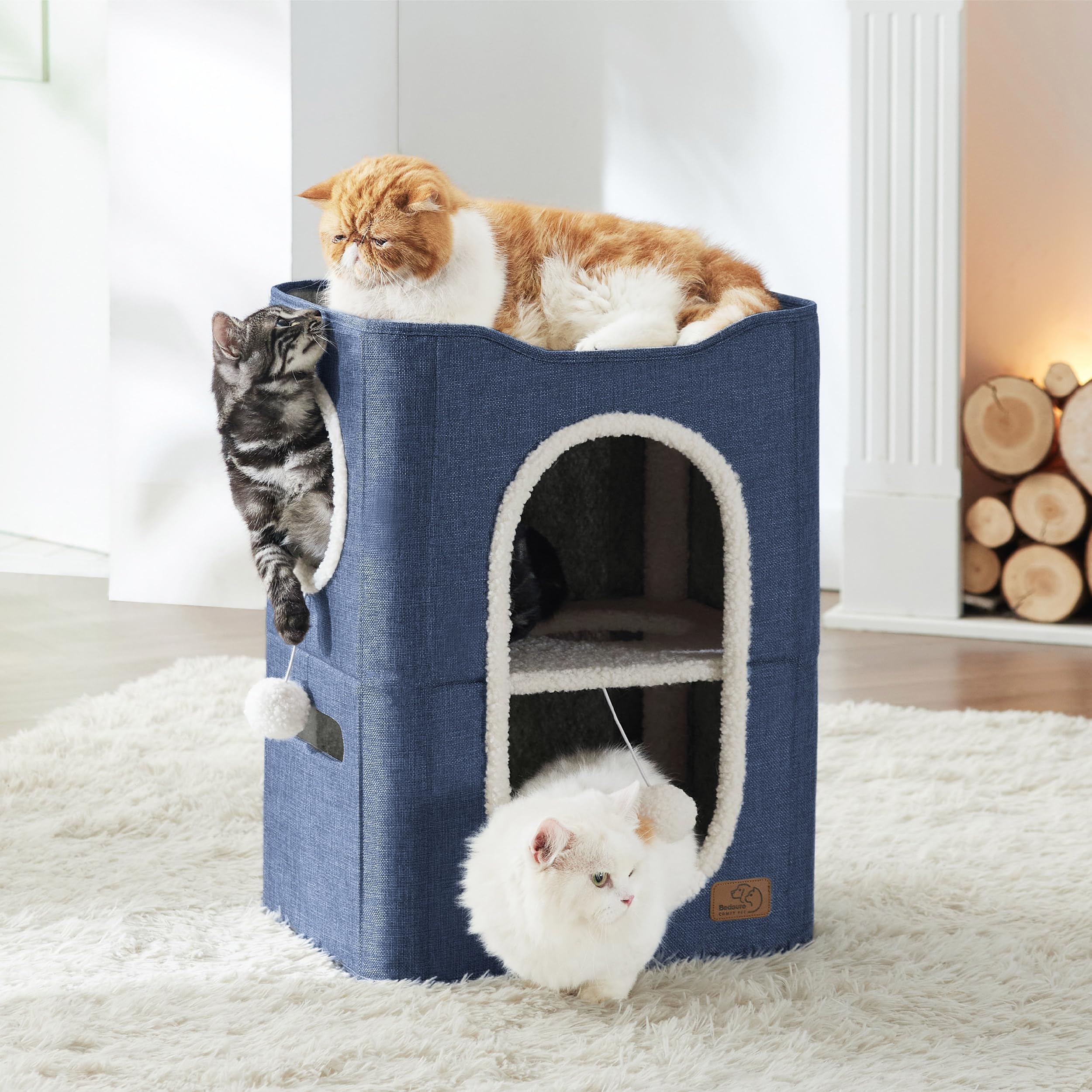Foto 8 pulgar | Cama Cat House De 2 Niveles Para Gatos De Interior Con Bloc De Notas Azul - Venta Internacional.