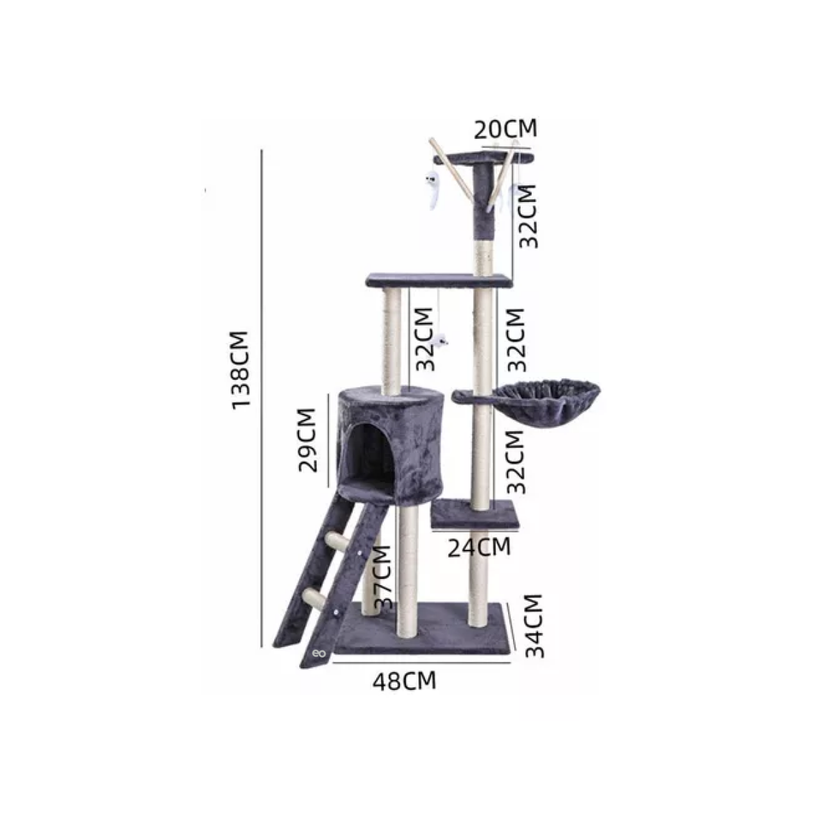 Foto 3 pulgar | Árbol Trepador Rascador De 138 Cm Para Gatos Eo Safe Imports Esi-15104-1 Multicolor