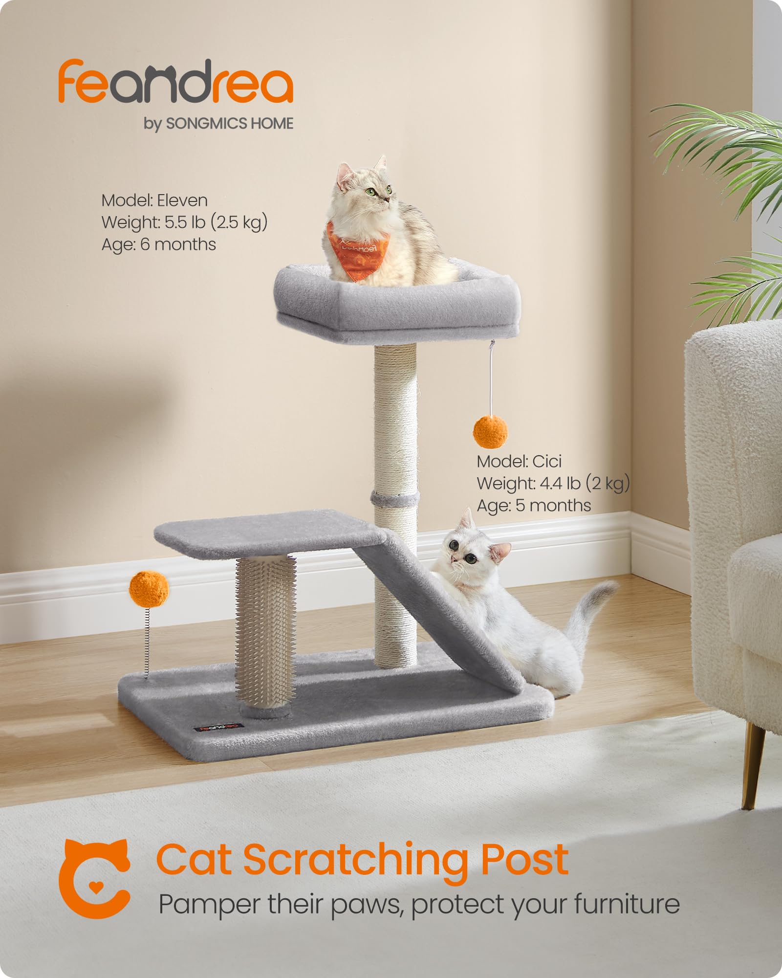 Foto 3 pulgar | Rascador Multifuncional Para Gatos Feandrea Con Cama Y Rampa - Venta Internacional.