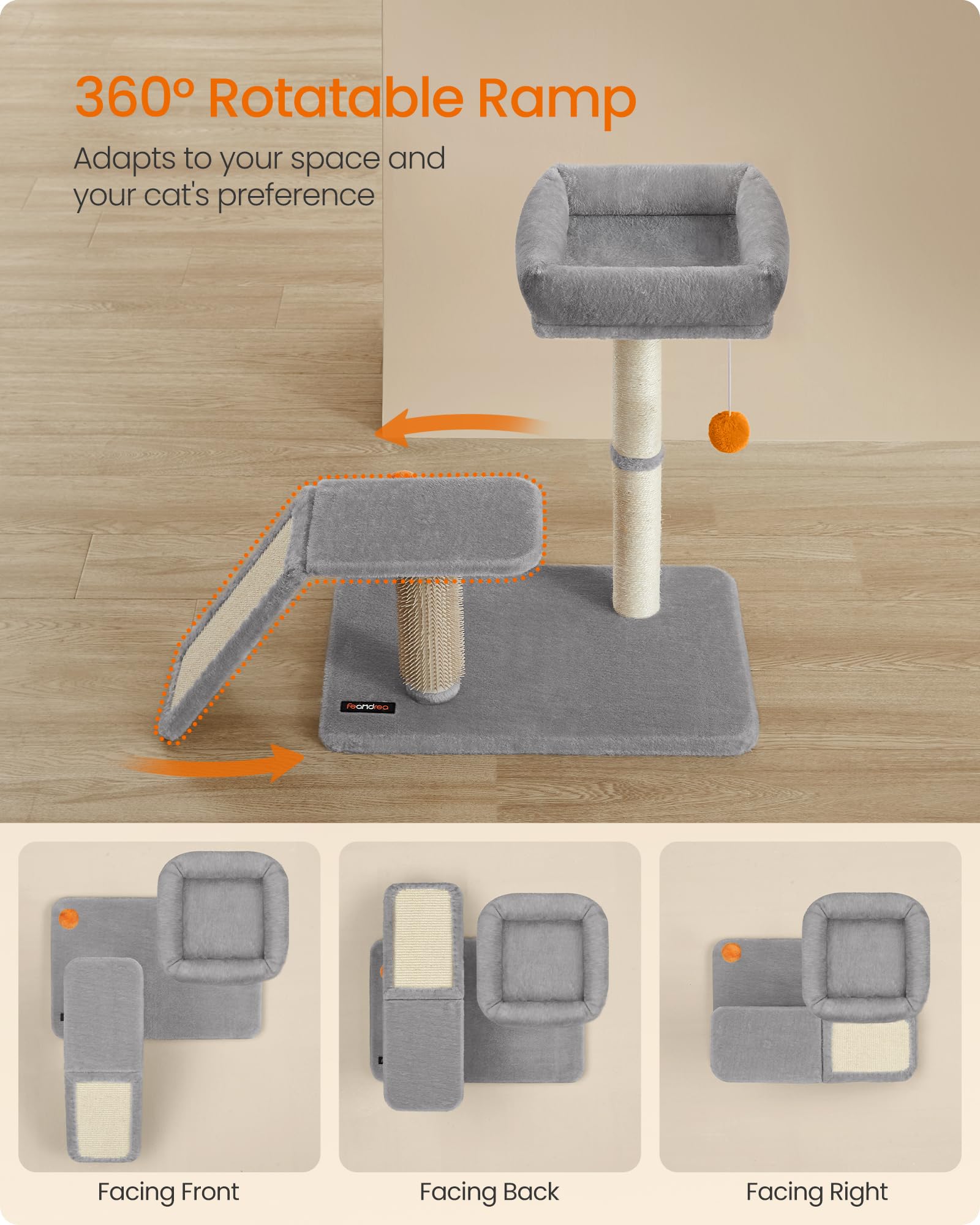 Foto 5 pulgar | Rascador Multifuncional Para Gatos Feandrea Con Cama Y Rampa - Venta Internacional.