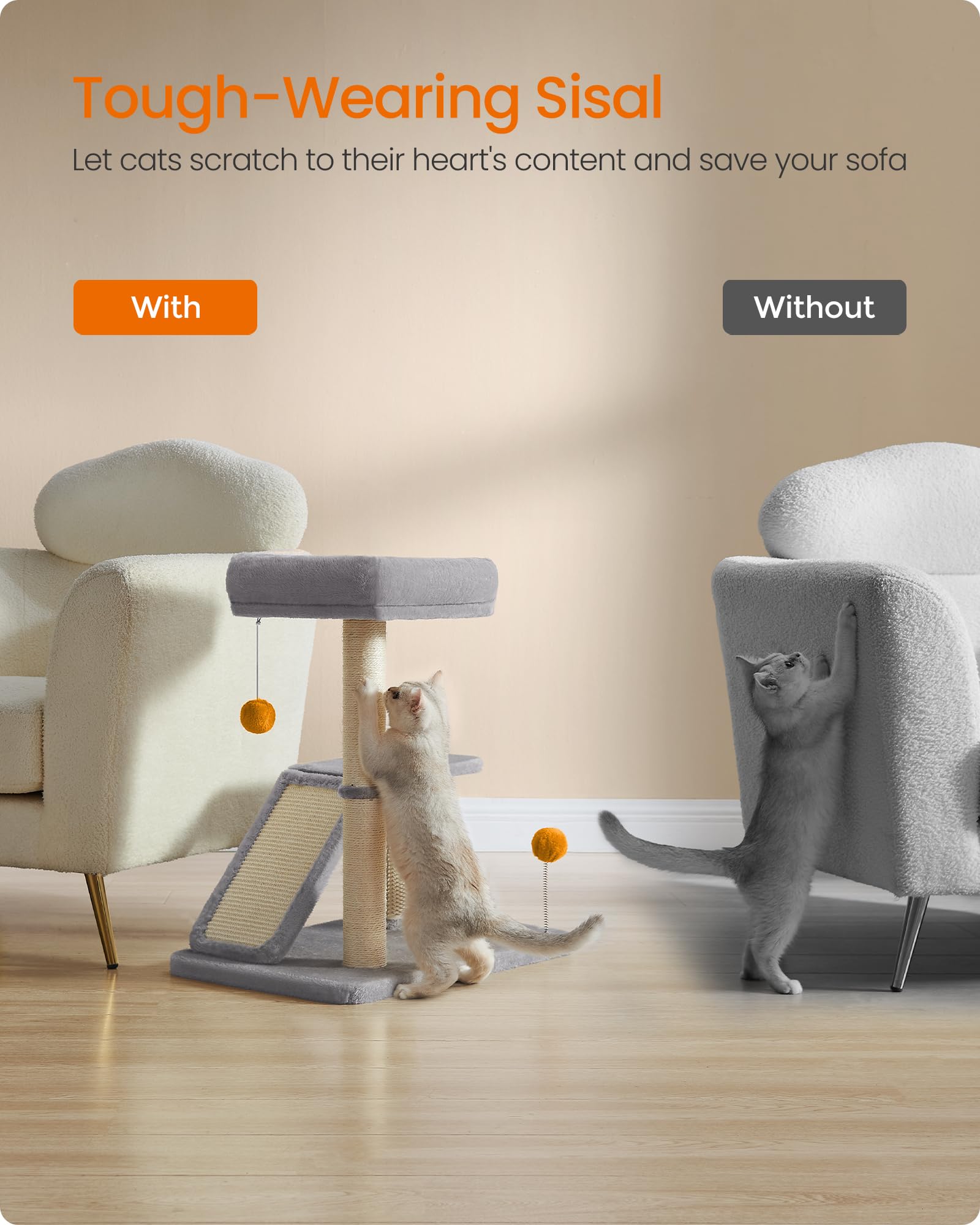 Foto 5 | Rascador Multifuncional Para Gatos Feandrea Con Cama Y Rampa - Venta Internacional.