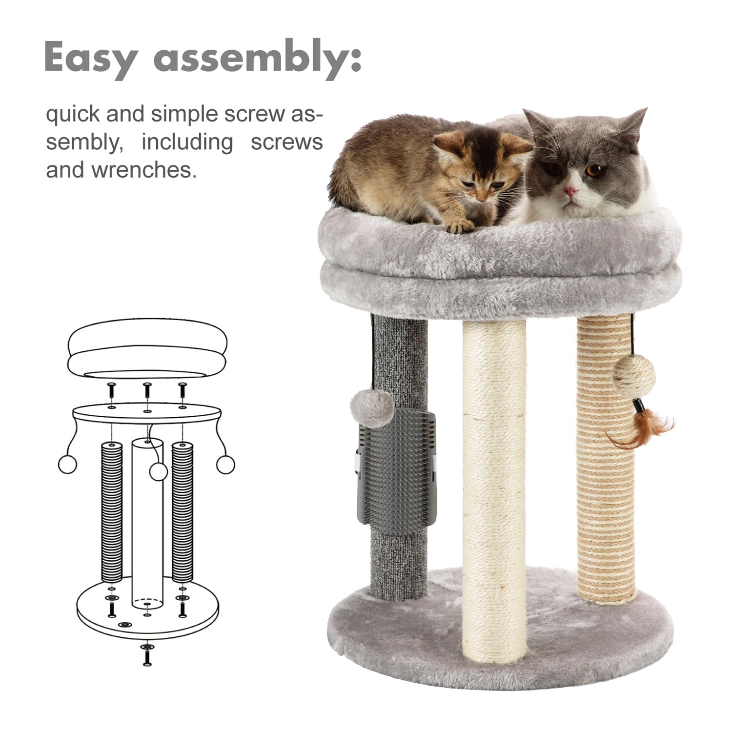 Foto 7 | Cat Tree Mecool 4 En 1 Con Rascador, Cama, Juguetes Y Cepillo - Venta Internacional.