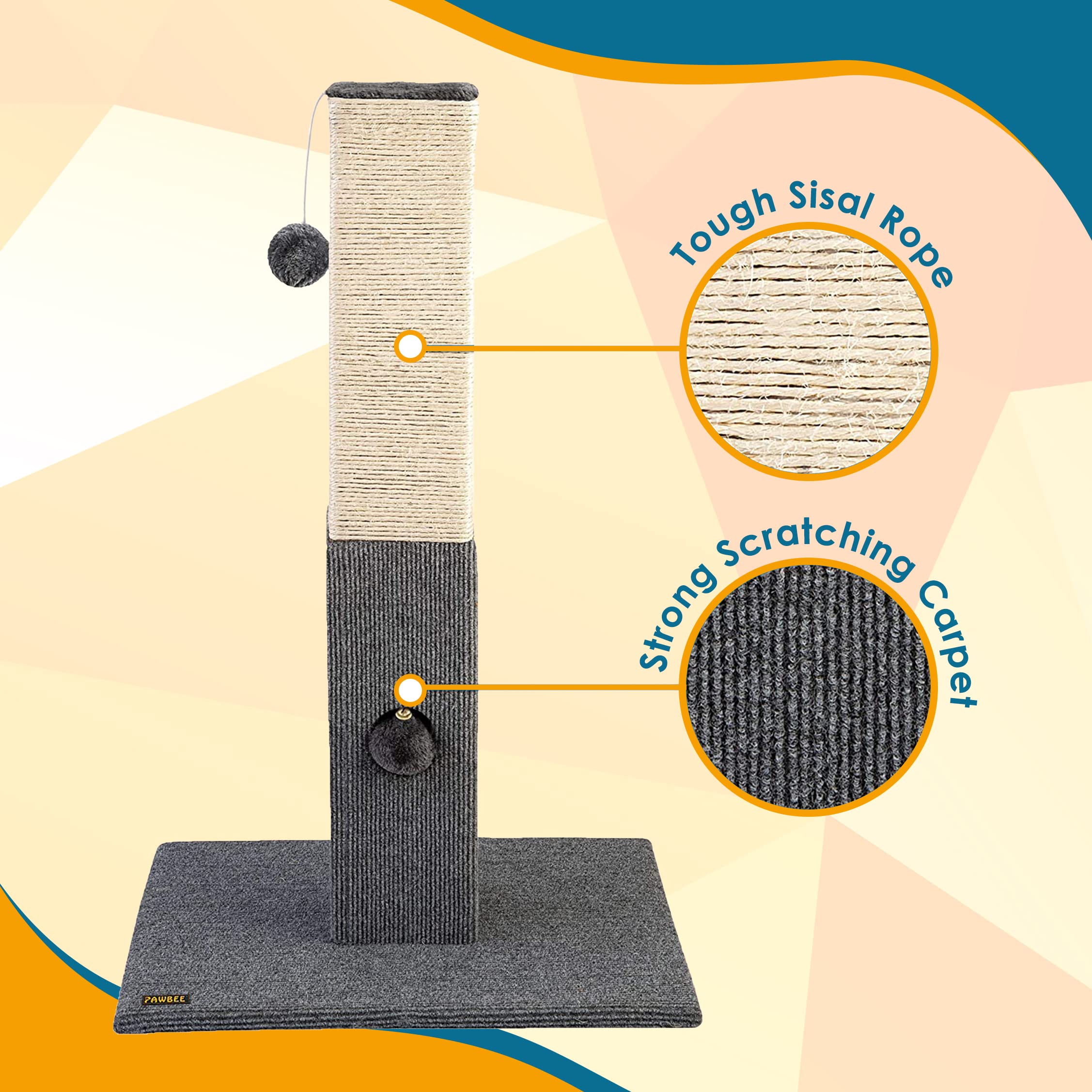 Foto 4 pulgar | Rascador Para Gatos Pawbee 32 Con Cuerda De Sisal Para Interiores - Venta Internacional.