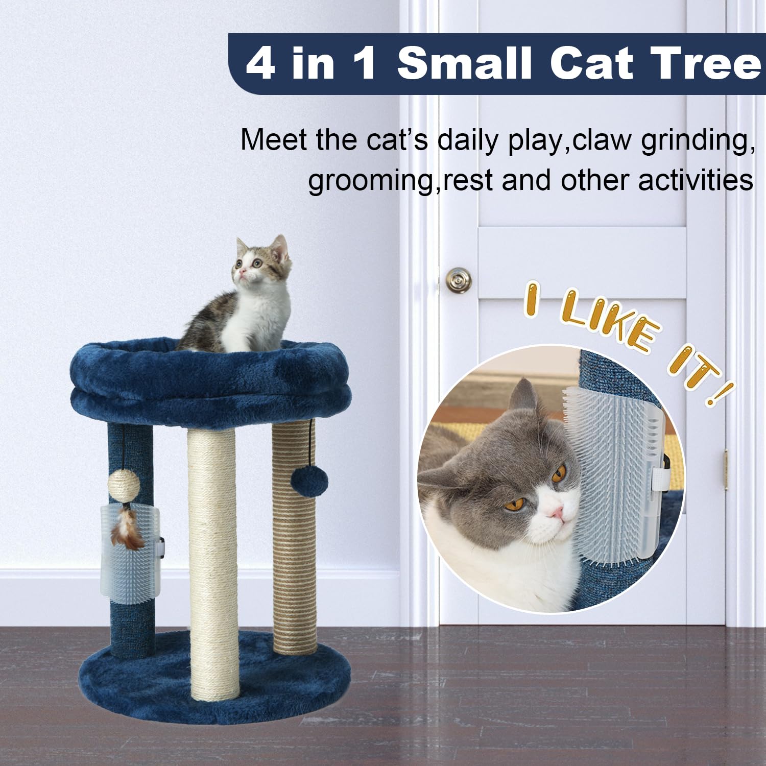 Foto 3 pulgar | Arañador Para Gatos Mecool Con Cama Blanda En Forma De Torre, Azul - Venta Internacional.