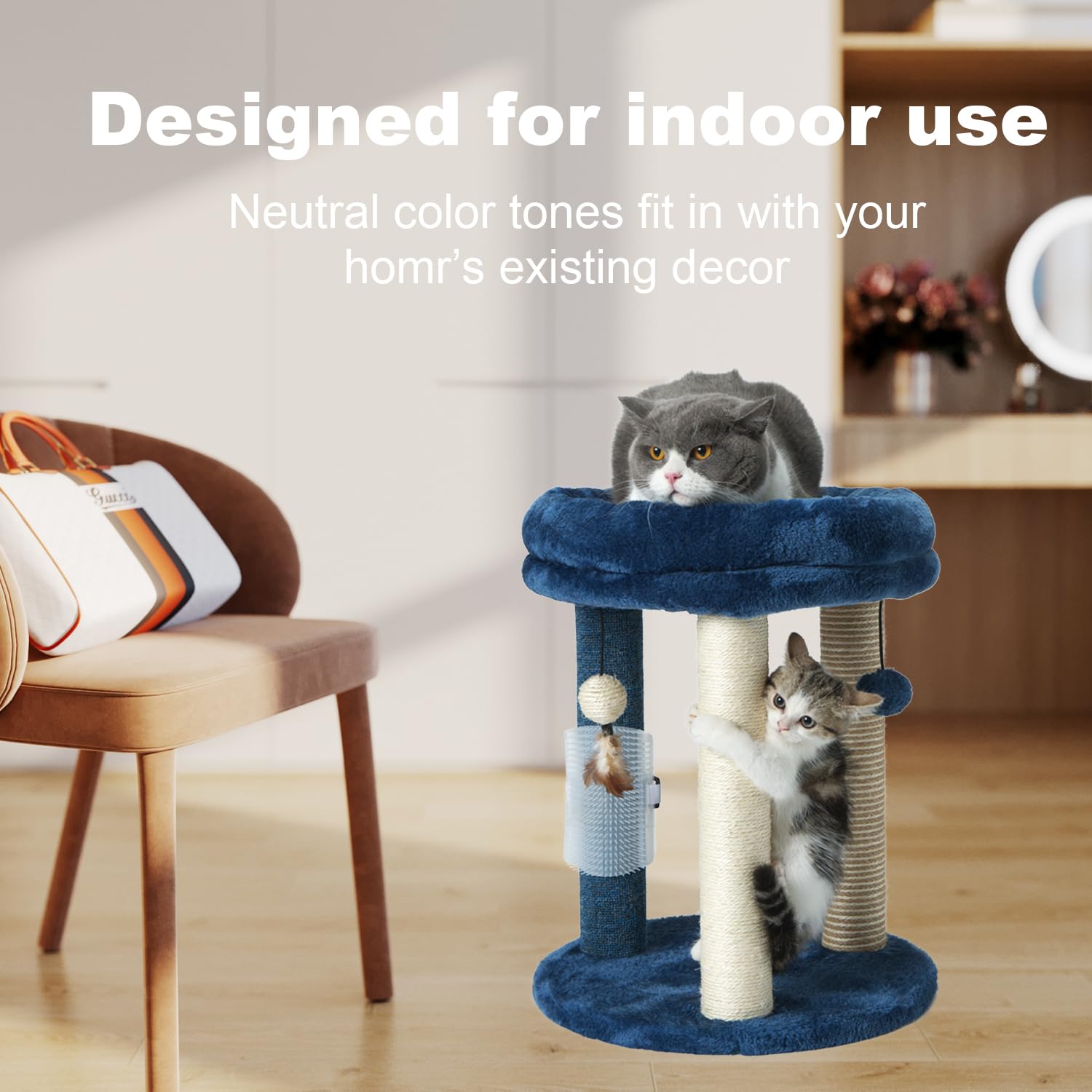 Foto 6 pulgar | Arañador Para Gatos Mecool Con Cama Blanda En Forma De Torre, Azul - Venta Internacional.