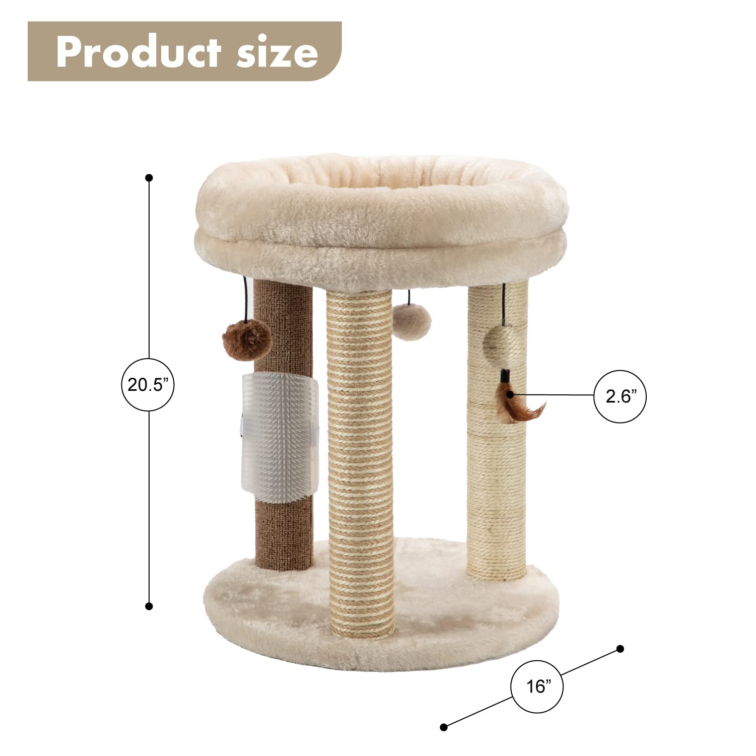 Foto 4 | Cat Tree Mecool 4 En 1 Con Rascador, Cama, Juguetes Y Cepillo - Venta Internacional.