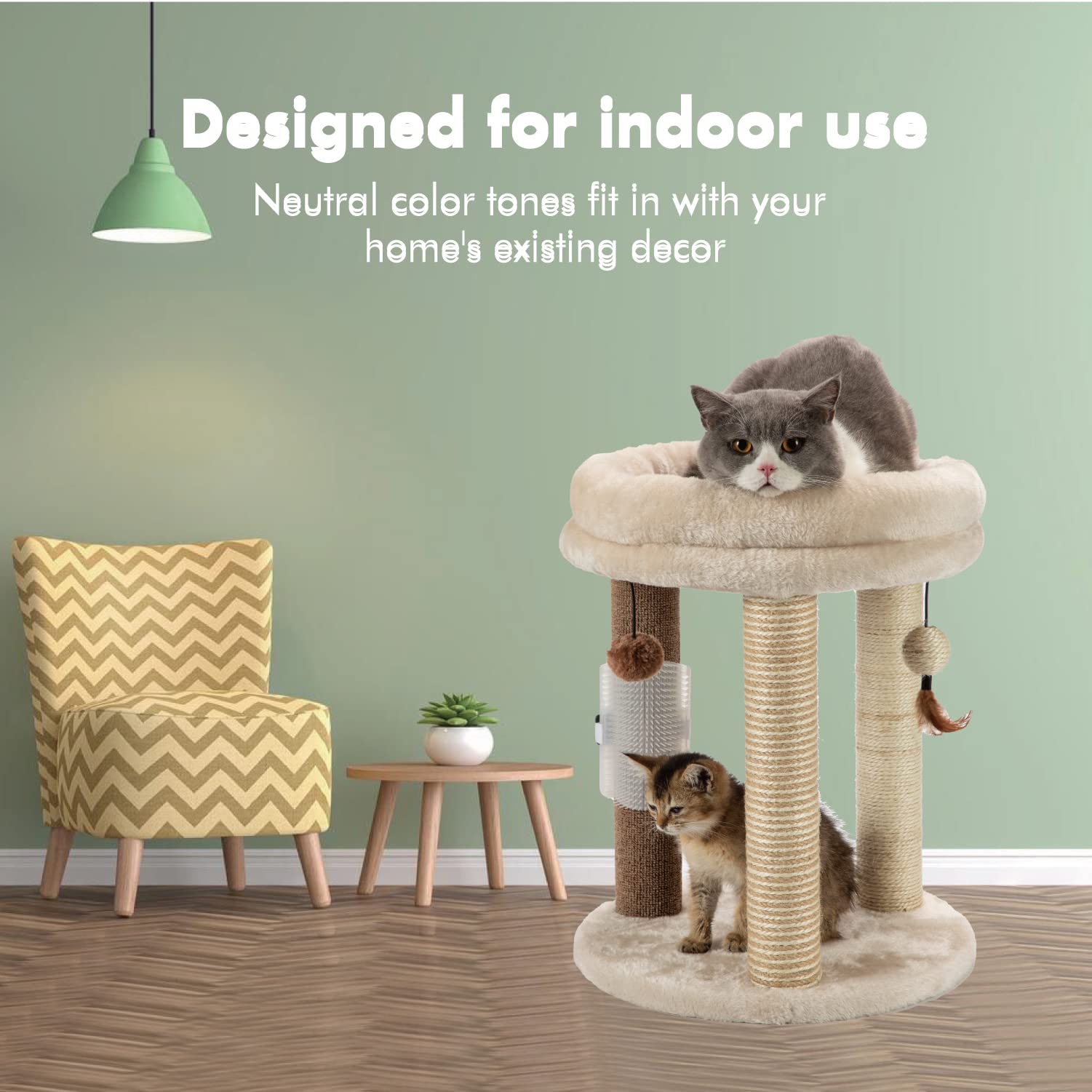 Foto 5 | Cat Tree Mecool 4 En 1 Con Rascador, Cama, Juguetes Y Cepillo - Venta Internacional.