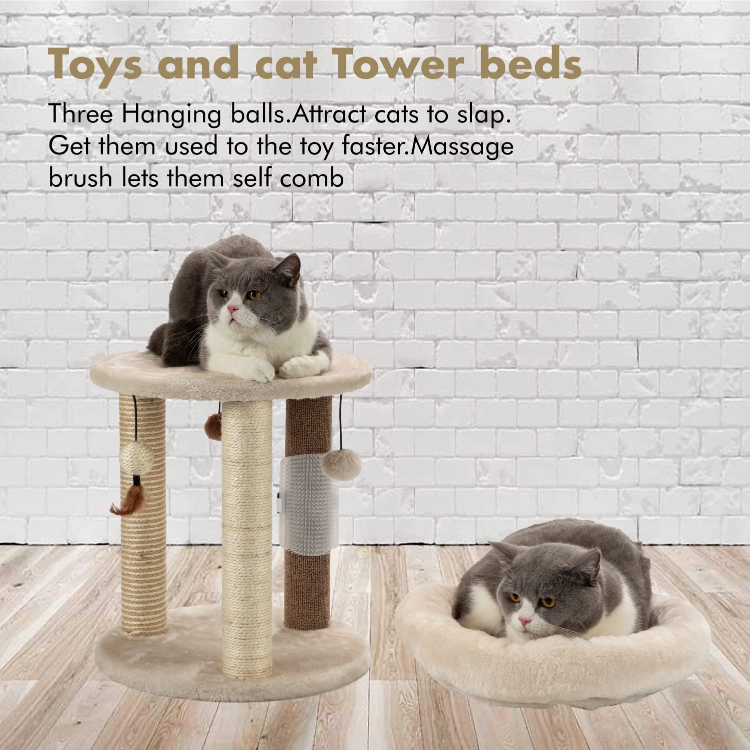 Foto 7 | Cat Tree Mecool 4 En 1 Con Rascador, Cama, Juguetes Y Cepillo - Venta Internacional.