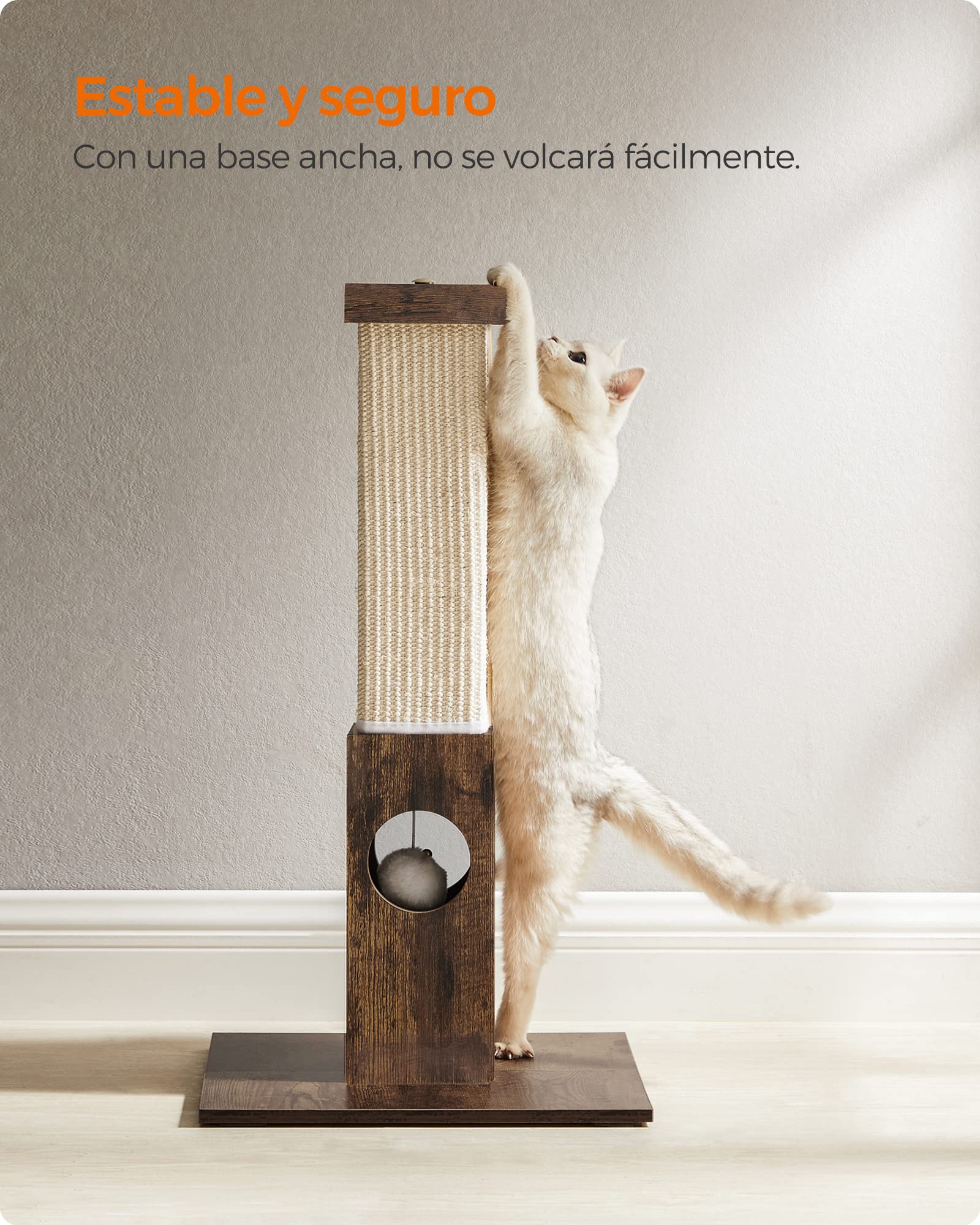 Foto 5 pulgar | Feandrea Poste De Rascado Para Gatos, 73 Cm, Rascador De Sisal, Marrón Rústico Mpca021x01