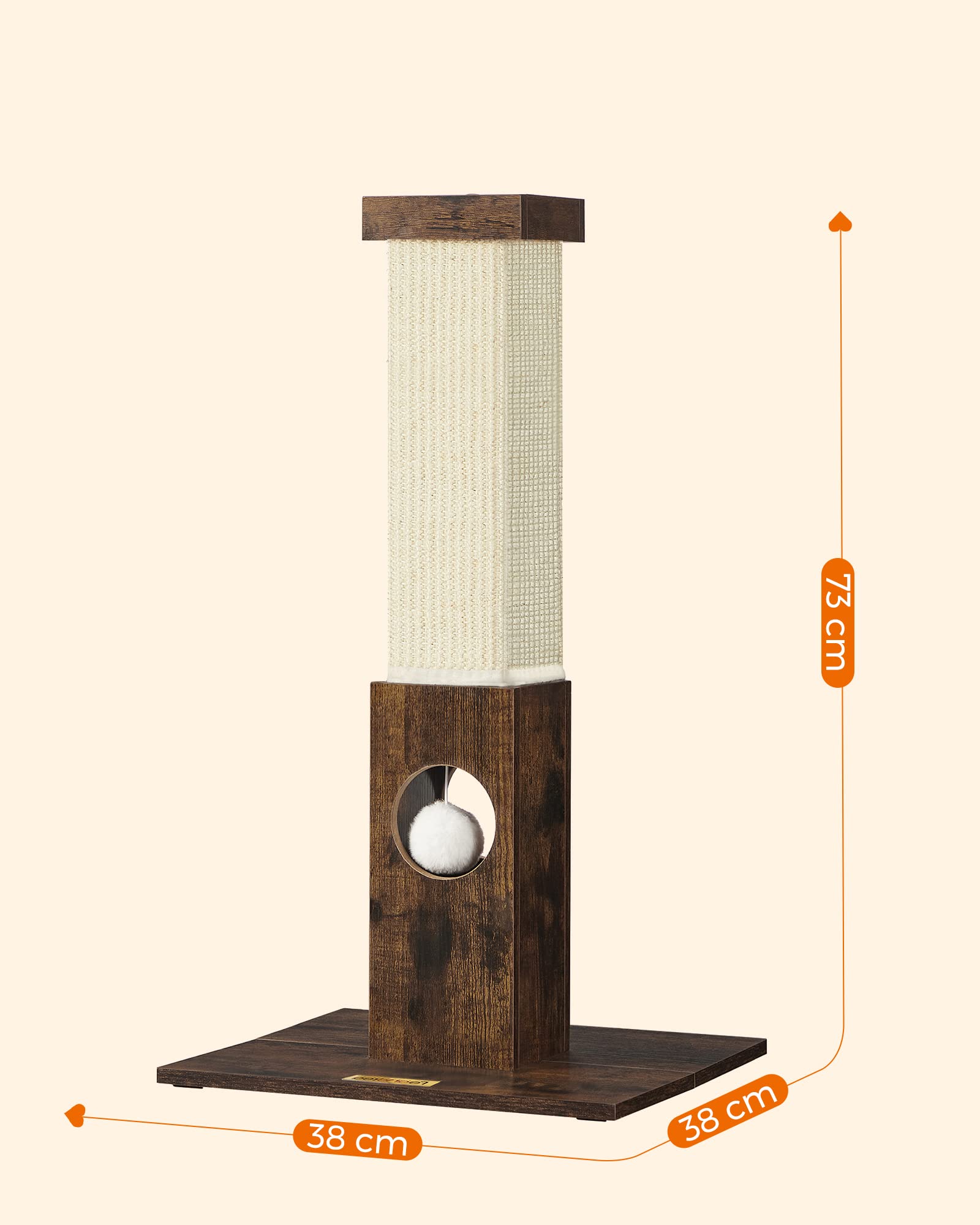 Foto 5 | Feandrea Poste De Rascado Para Gatos, 73 Cm, Rascador De Sisal, Marrón Rústico Mpca021x01