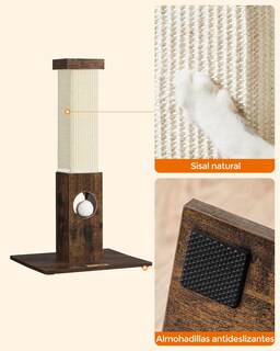 Foto 8 | Feandrea Poste De Rascado Para Gatos, 73 Cm, Rascador De Sisal, Marrón Rústico Mpca021x01