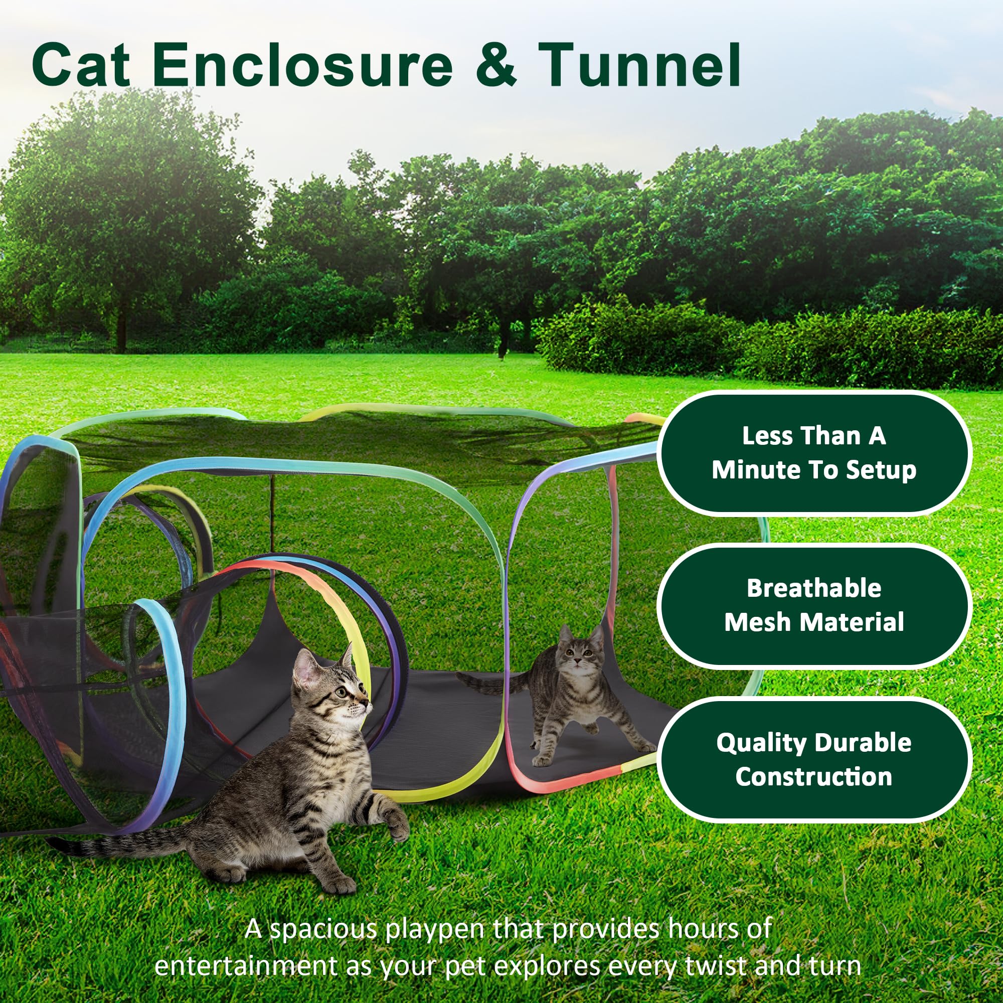 Foto 4 | Recintos Exteriores Para Gatos Love's Cabin Rainbow Con Carpa Y Túnel - Venta Internacional.