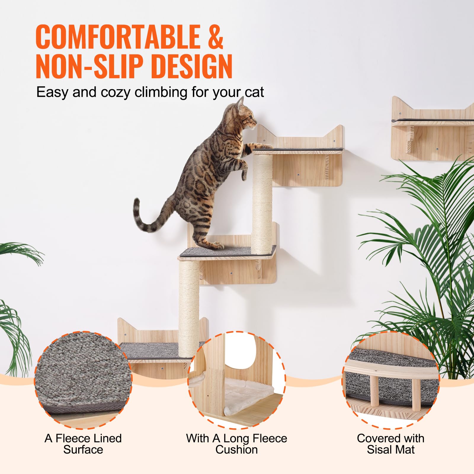 Foto 6 pulgar | Estantes Y Perchas Para Gatos De Pared Vevor De Hasta 18,14 Kg - Venta Internacional.