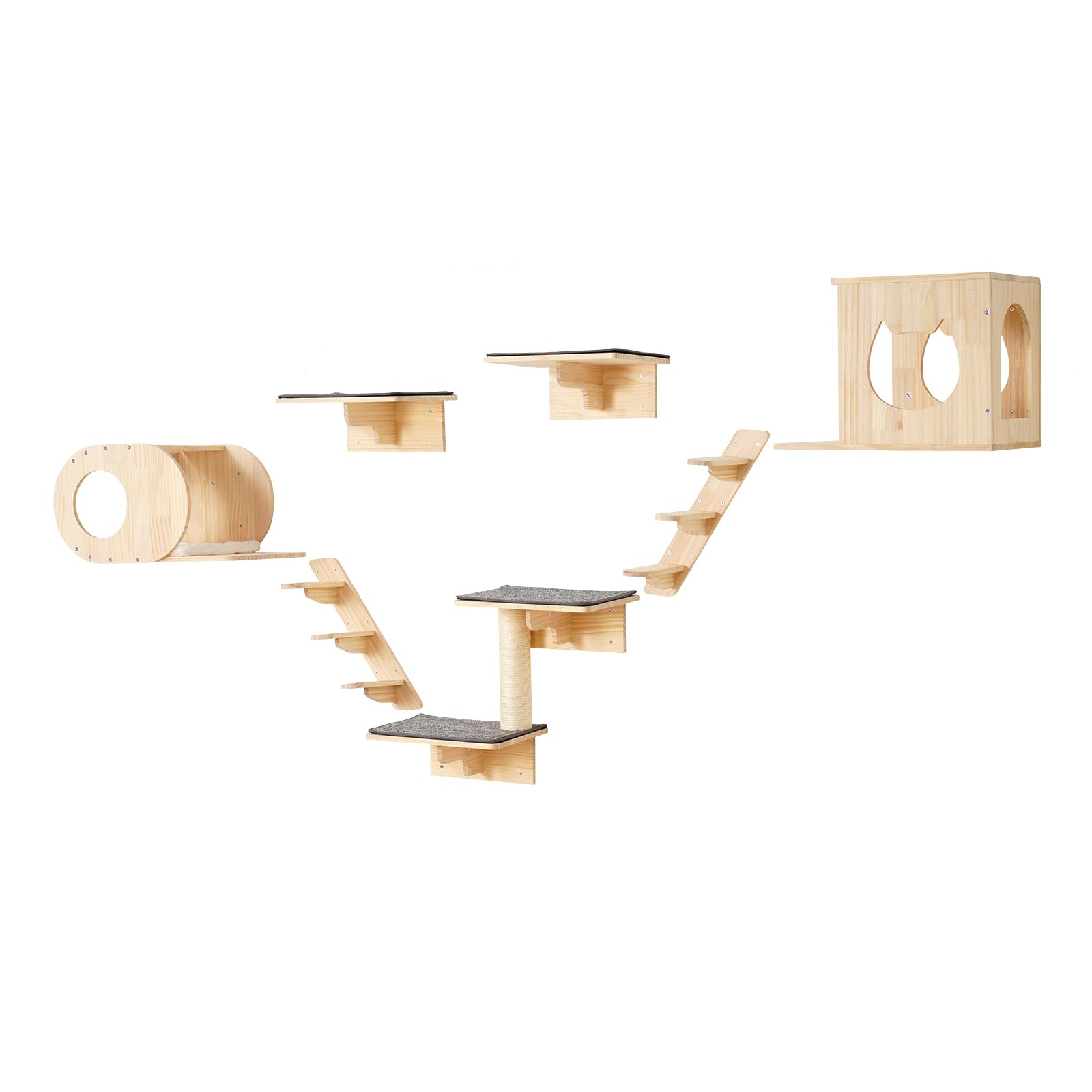 Foto 2 pulgar | Estantes Y Perchas De Pared Para Gatos Vevor De Hasta 18,14 Kg, Juego De 7 - Venta Internacional.