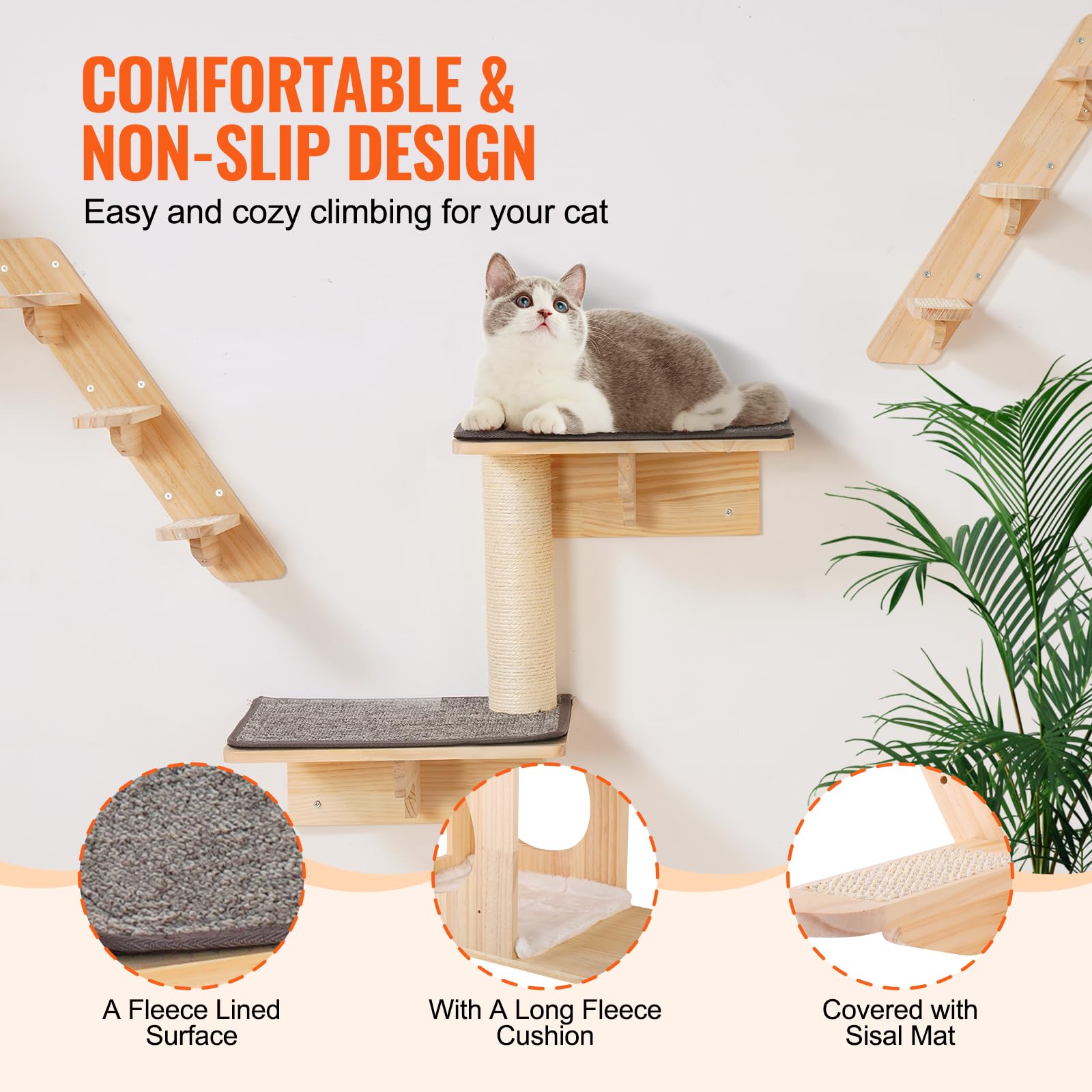 Foto 5 | Estantes Y Perchas De Pared Para Gatos Vevor De Hasta 18,14 Kg, Juego De 7 - Venta Internacional.