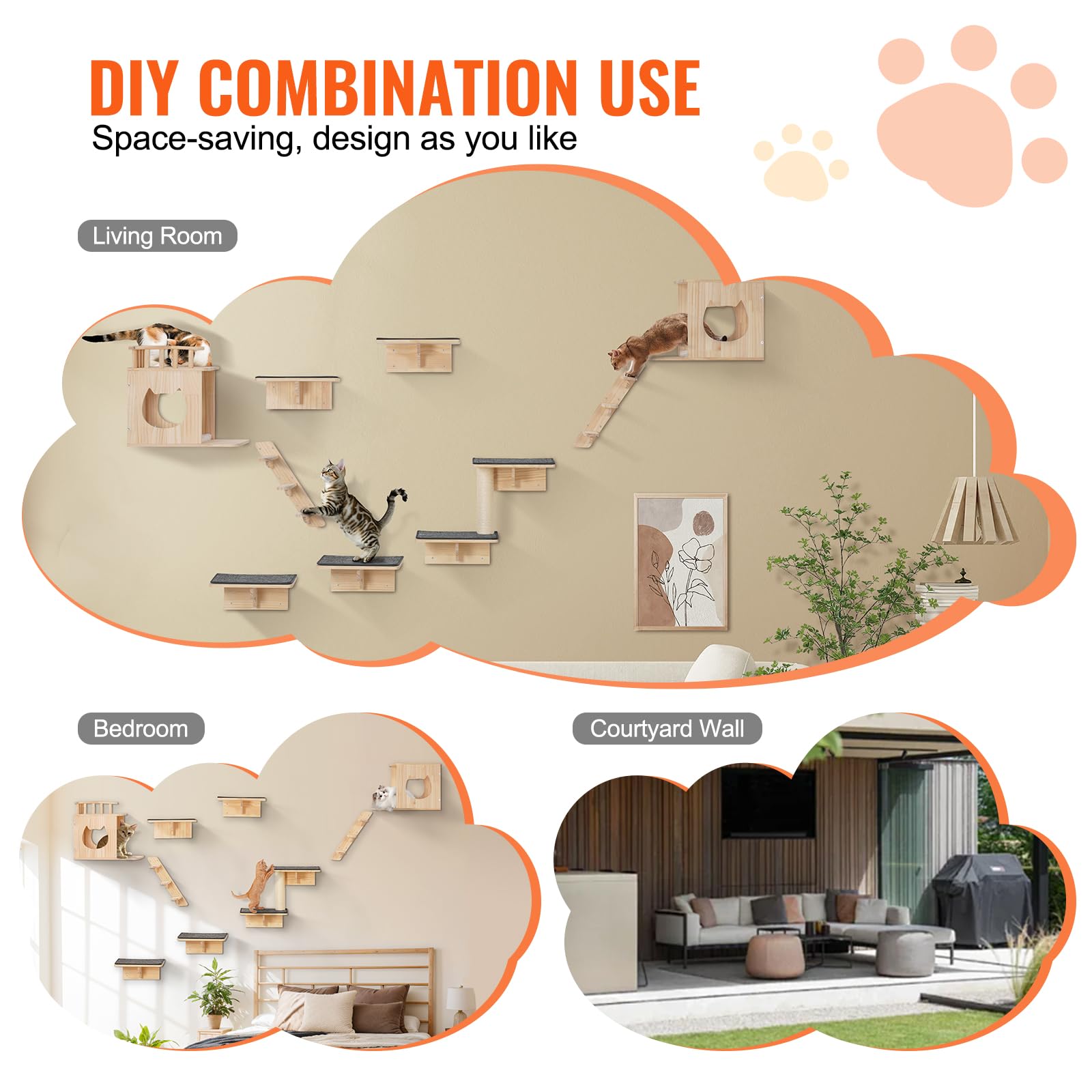 Foto 7 pulgar | Estantes De Pared Para Gatos Vevor De Hasta 18,14 Kg Con Accesorios - Venta Internacional.