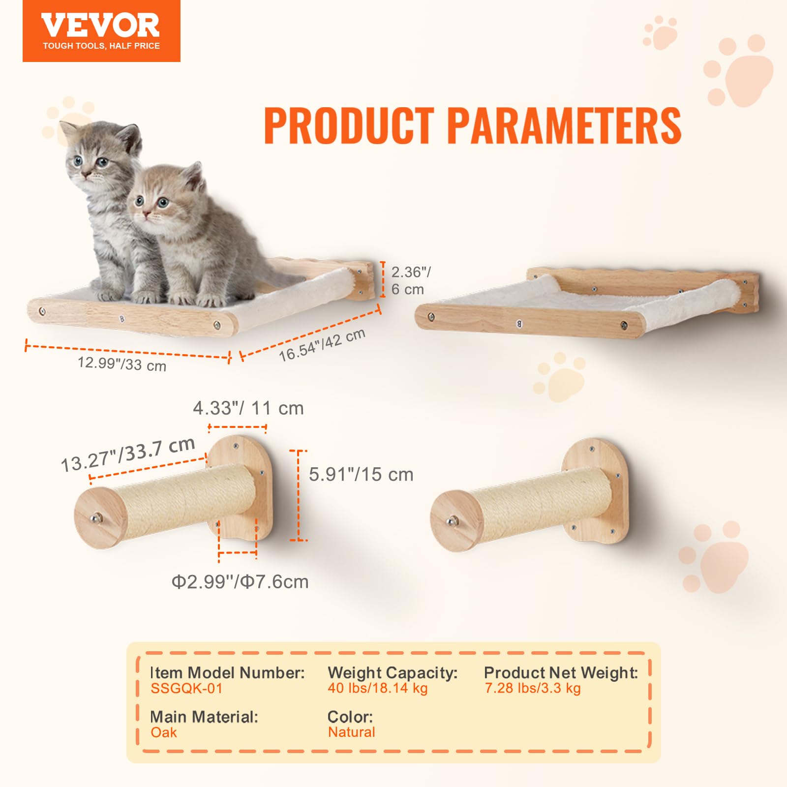 Foto 4 pulgar | Estantería De Pared Para Gatos Vevor Con Postes De Salto Y Hamacas - Venta Internacional.