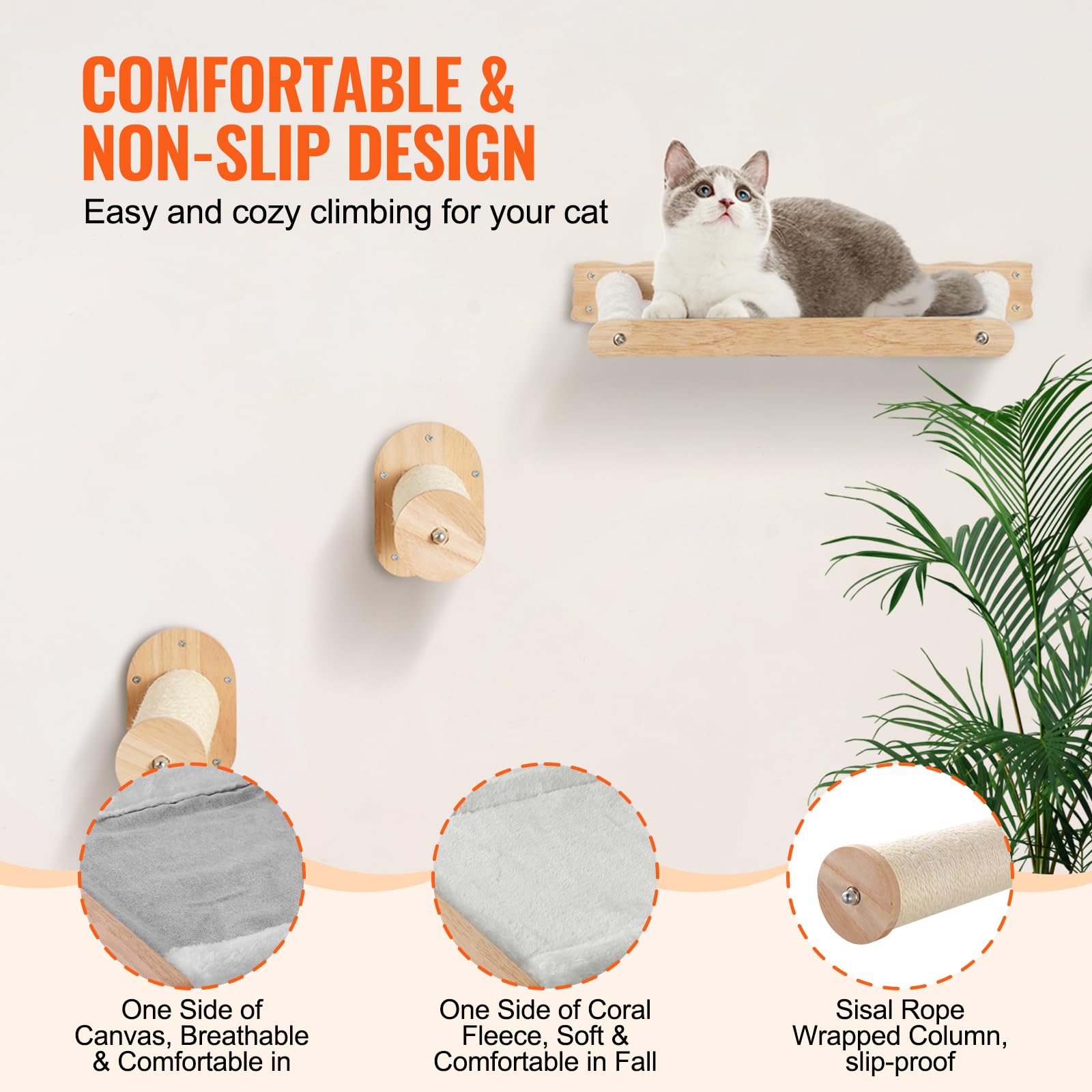 Foto 7 pulgar | Estantería De Pared Para Gatos Vevor Con Postes De Salto Y Hamacas - Venta Internacional.