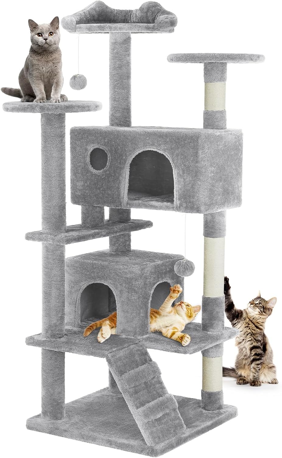Foto 2 pulgar | Cat Tree Simple Deluxe De 54 Pulgadas Con Rascador, Gris Claro - Venta Internacional.