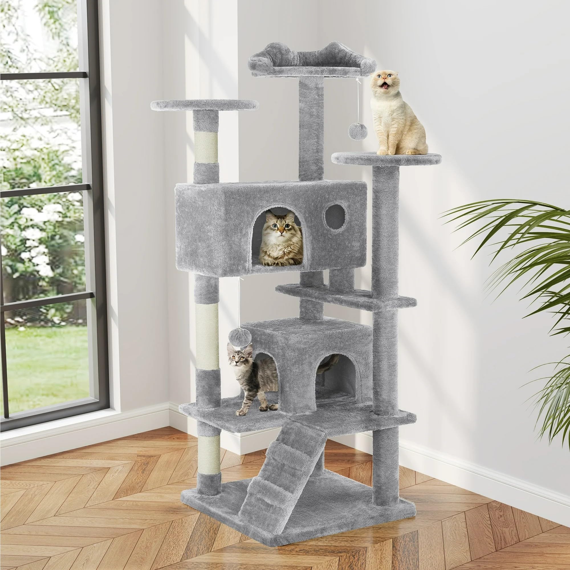 Foto 6 pulgar | Cat Tree Simple Deluxe De 54 Pulgadas Con Rascador, Gris Claro - Venta Internacional.