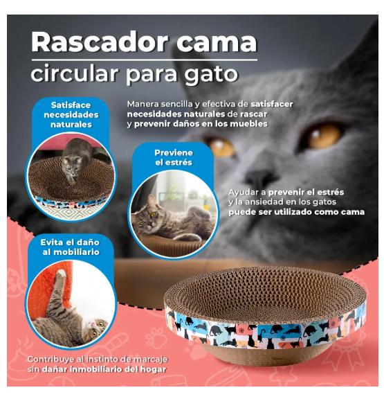 Foto 3 pulgar | Rascador Para Gato Rascador Cama Circular 30 Cm Color Bordó