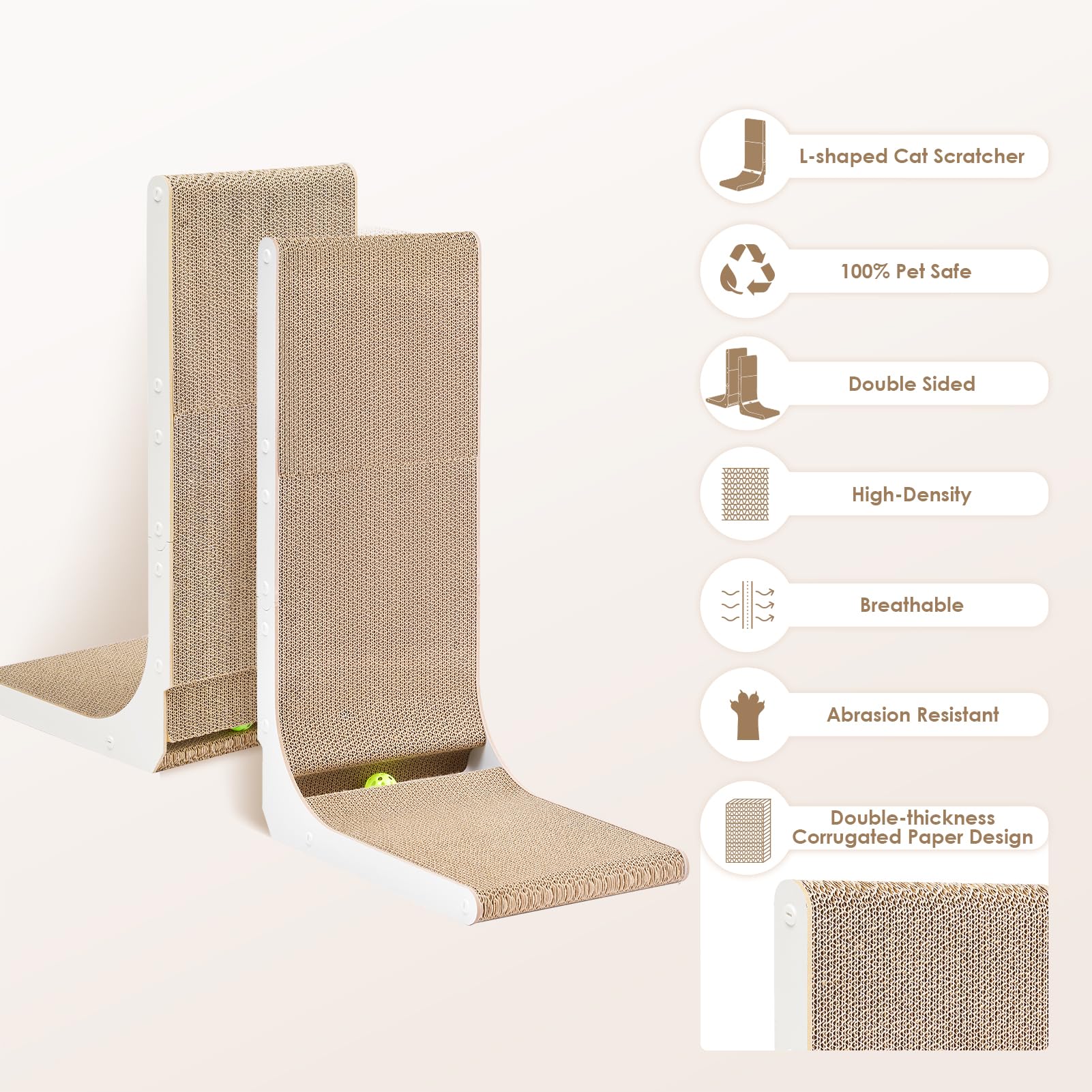 Foto 3 pulgar | Rascador De Cartón Para Gatos Eheyciga En Forma De L Para Gatos De Interior - Venta Internacional.