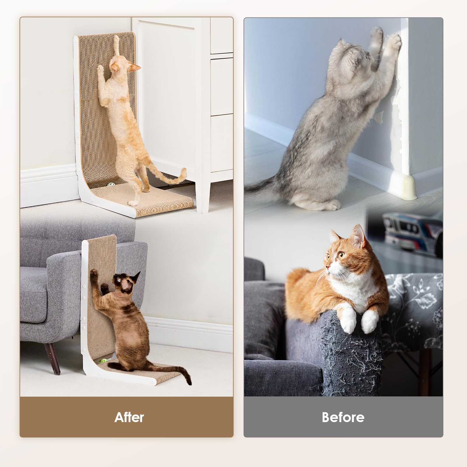 Foto 4 pulgar | Rascador De Cartón Para Gatos Eheyciga En Forma De L Para Gatos De Interior - Venta Internacional.