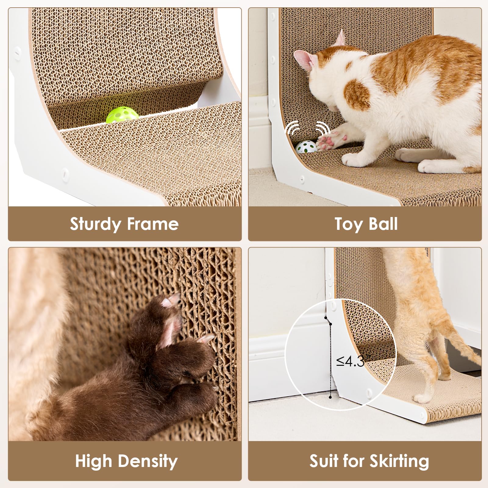 Foto 6 pulgar | Rascador De Cartón Para Gatos Eheyciga En Forma De L Para Gatos De Interior - Venta Internacional.