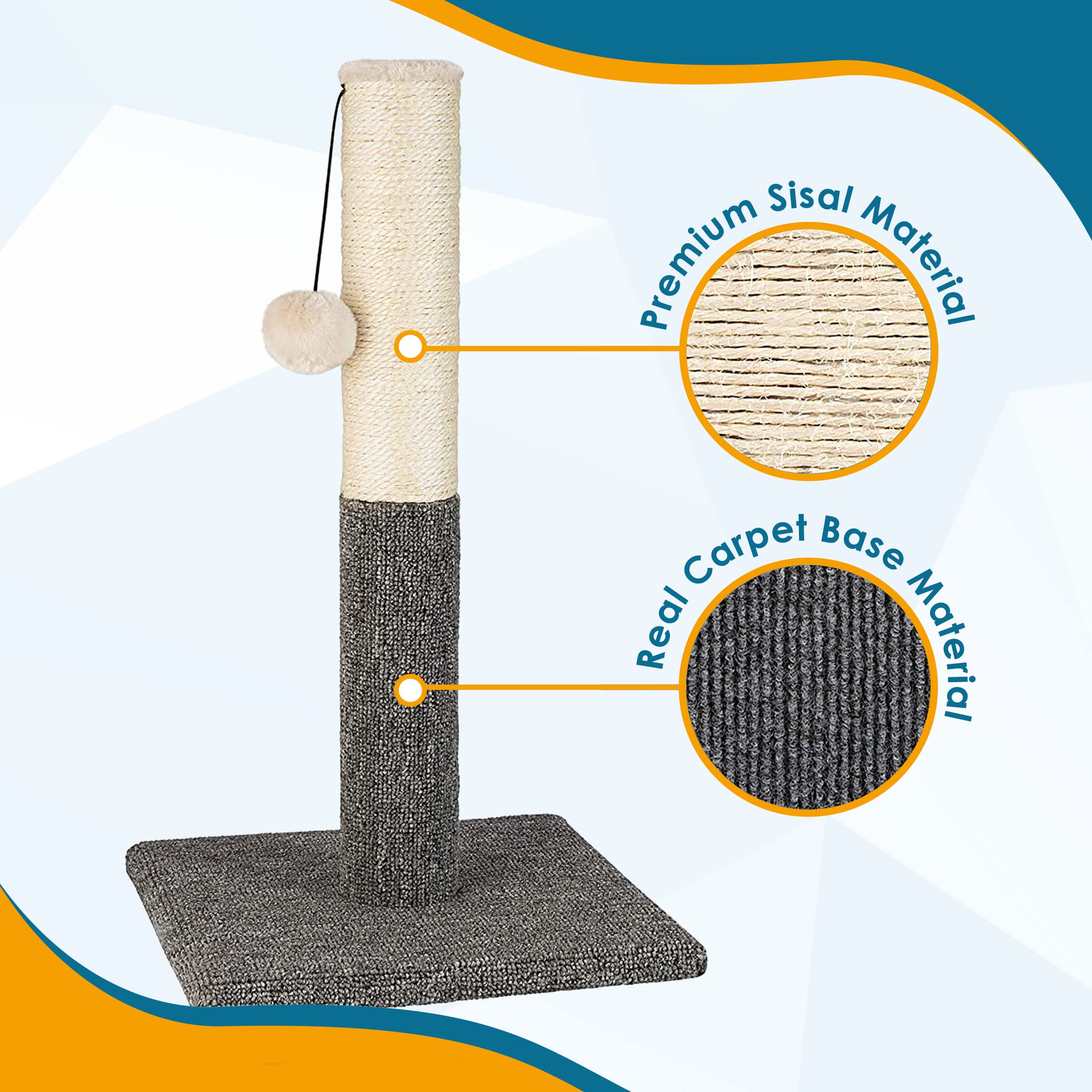 Foto 4 | Rascador De Cuerda De Sisal Pawbee Para Rascar Gatos, 50 Cm De Alto - Venta Internacional.