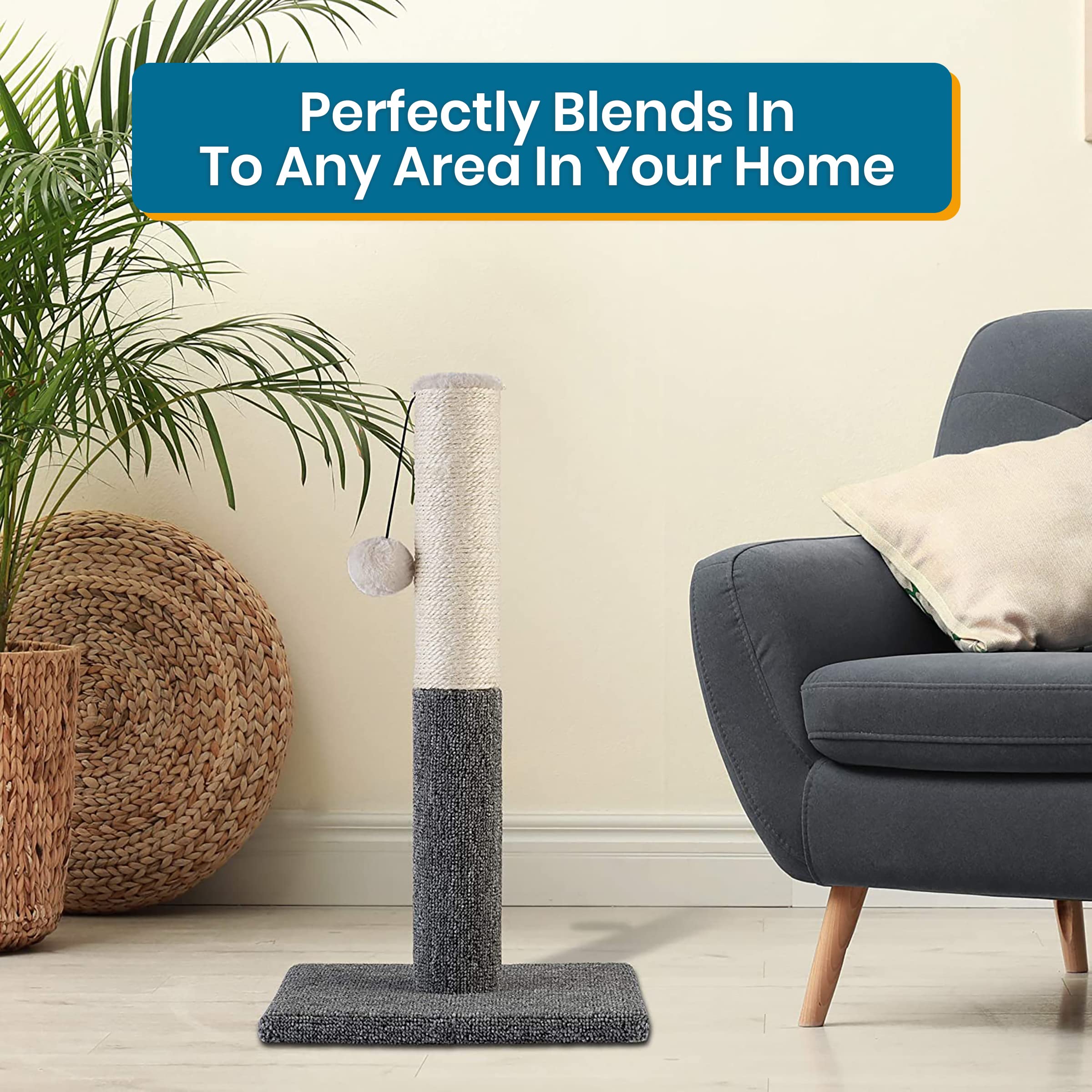 Foto 8 pulgar | Rascador De Cuerda De Sisal Pawbee Para Rascar Gatos, 50 Cm De Alto - Venta Internacional.