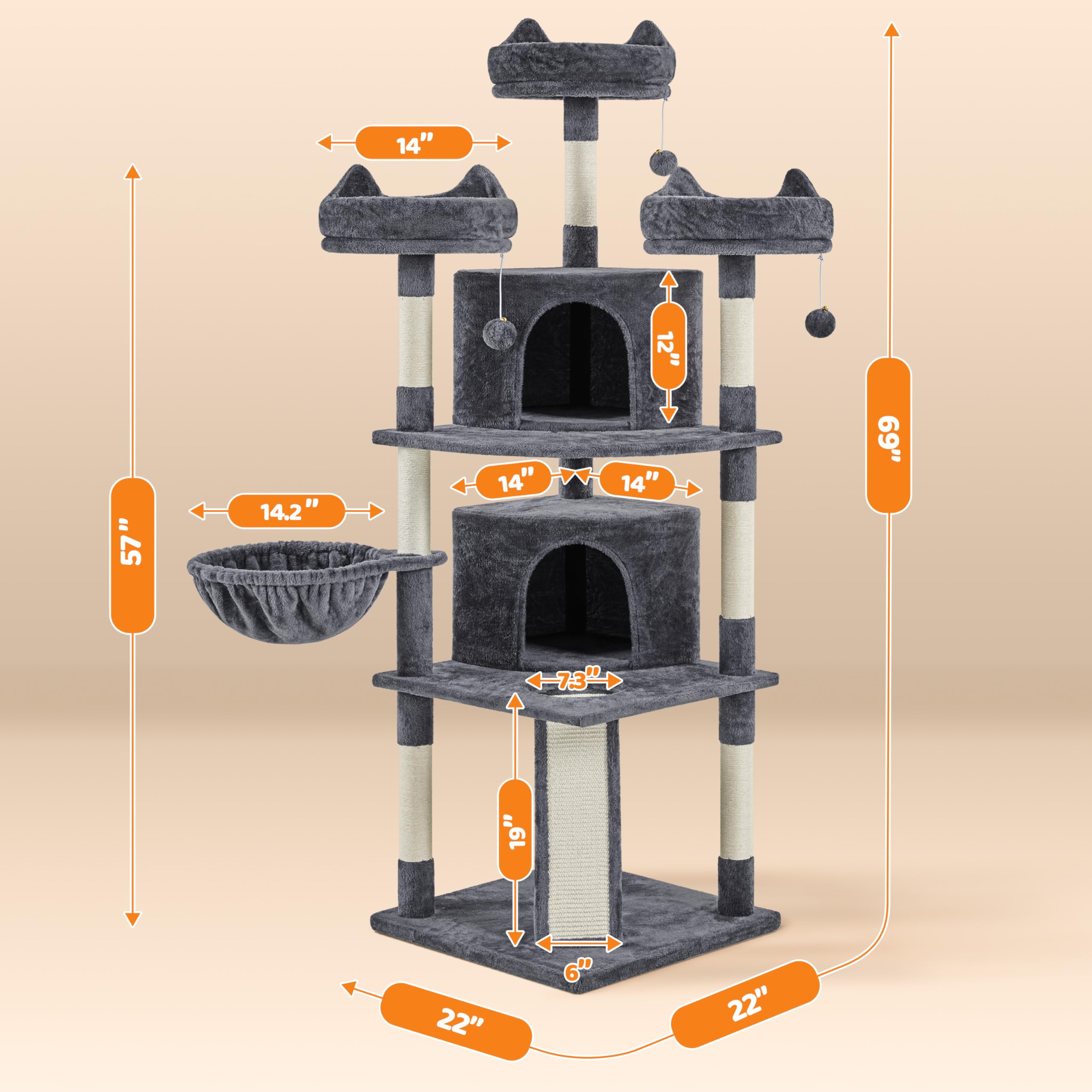 Foto 4 pulgar | Cat Condo Yaheetech, De Varios Niveles, Grande, Con Tabla De Rascar - Venta Internacional.