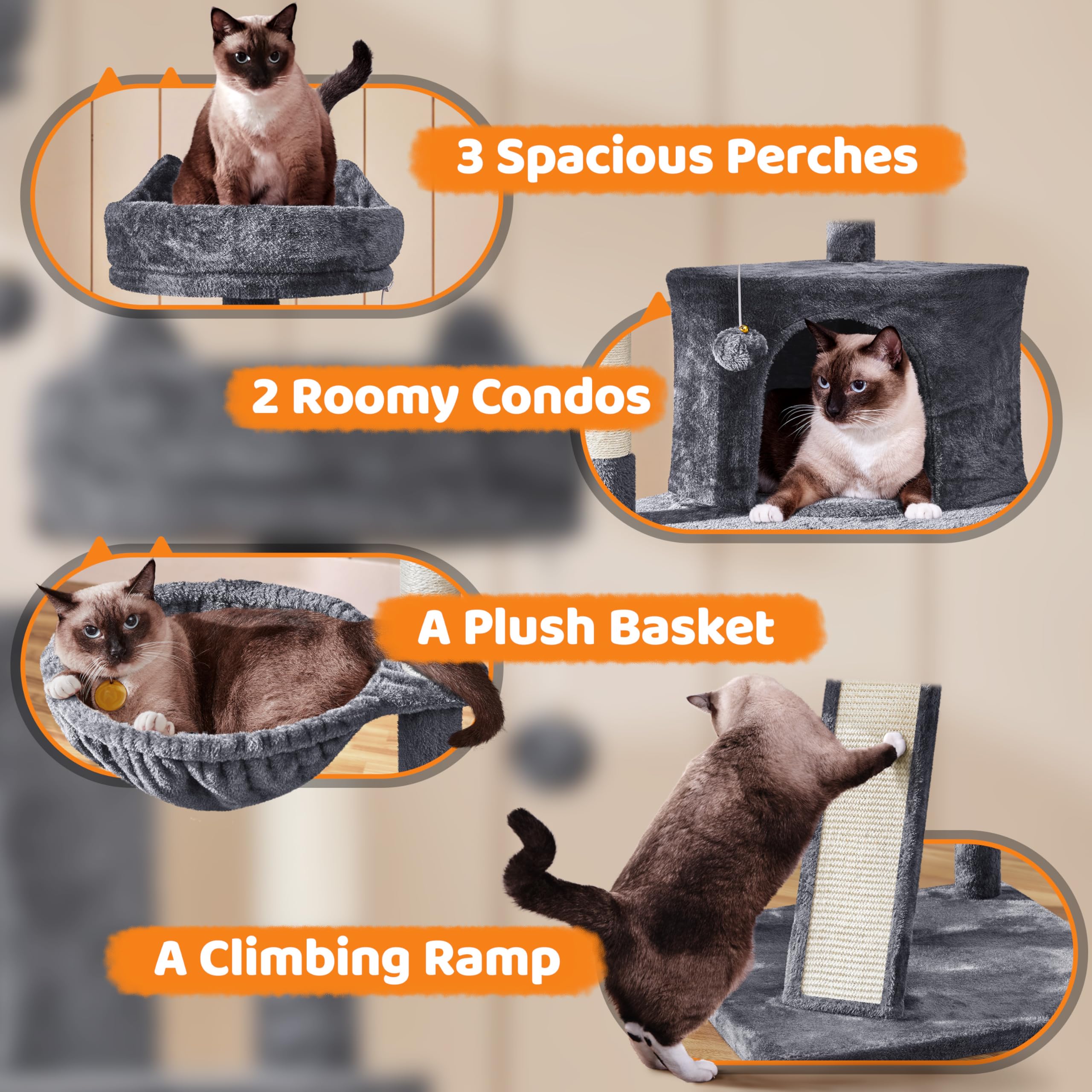 Foto 5 pulgar | Cat Condo Yaheetech, De Varios Niveles, Grande, Con Tabla De Rascar - Venta Internacional.